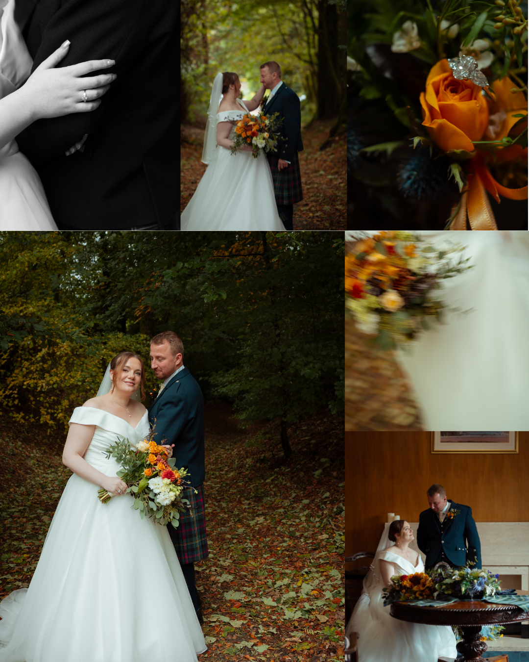 A collage of Autumnal wedding in scotland