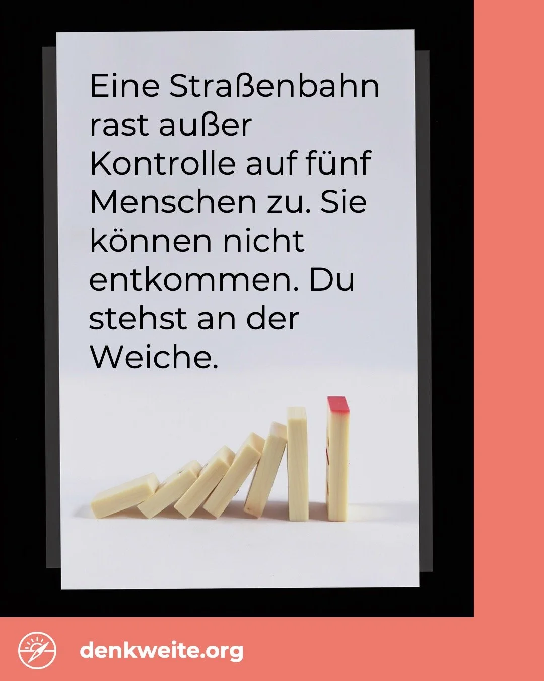 Ein Gedankenexperiment, das uns seit Jahrzehnten besch&auml;ftigt 🧪⚖️
Das Bahn-Problem zeigt: Unsere moralischen Intuitionen sind nicht eindeutig. Aus verschiedenen ethischen Blickwinkeln betrachtet, gibt es gute Gr&uuml;nde f&uuml;r beide Entscheid