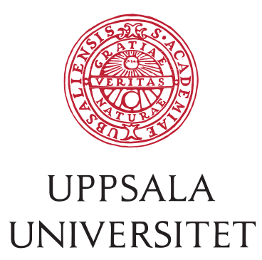 Uppsala universitet logotyp med röd seal och svart text.