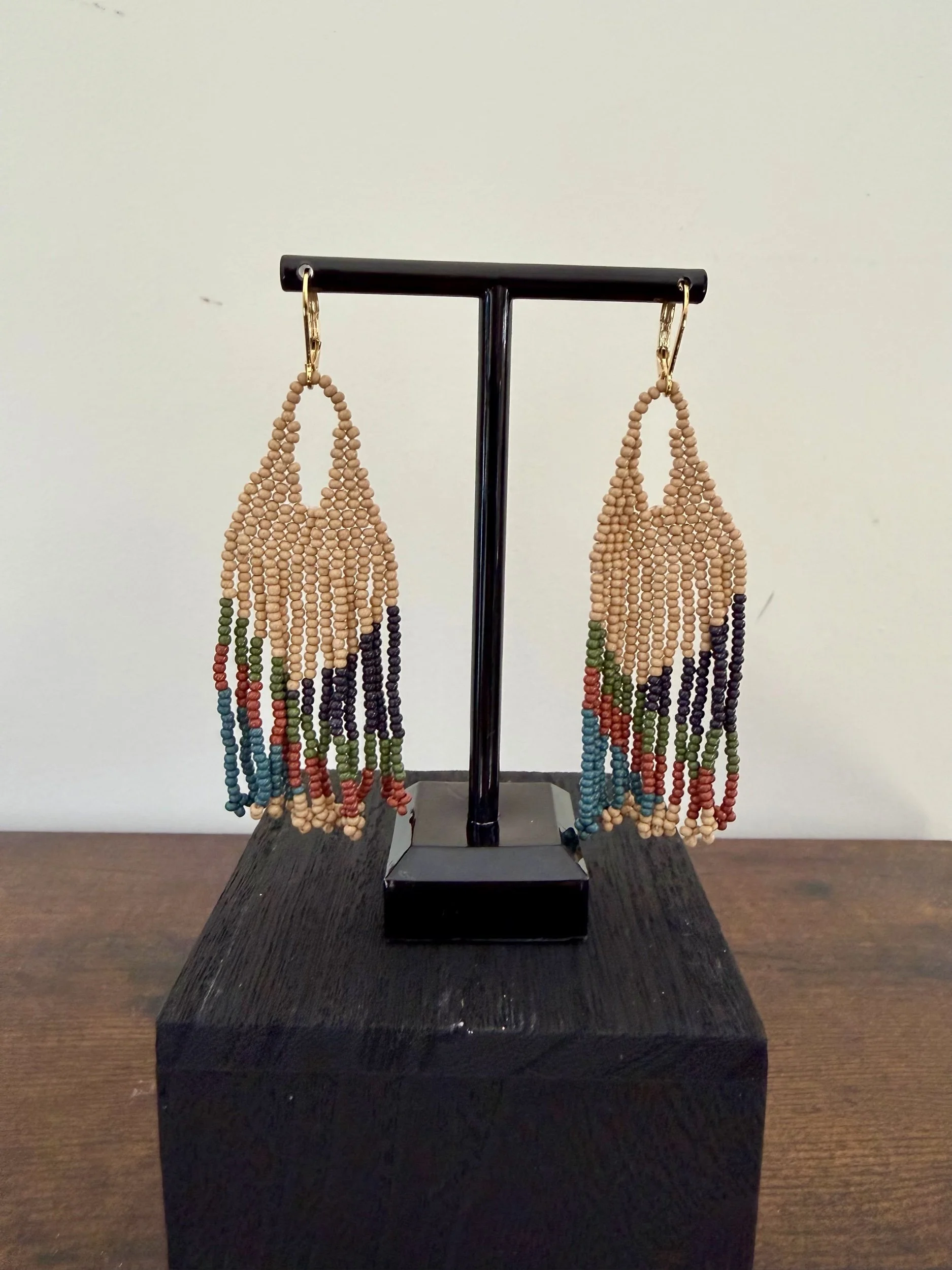 Desert Hues Beaded Fringe Earrings