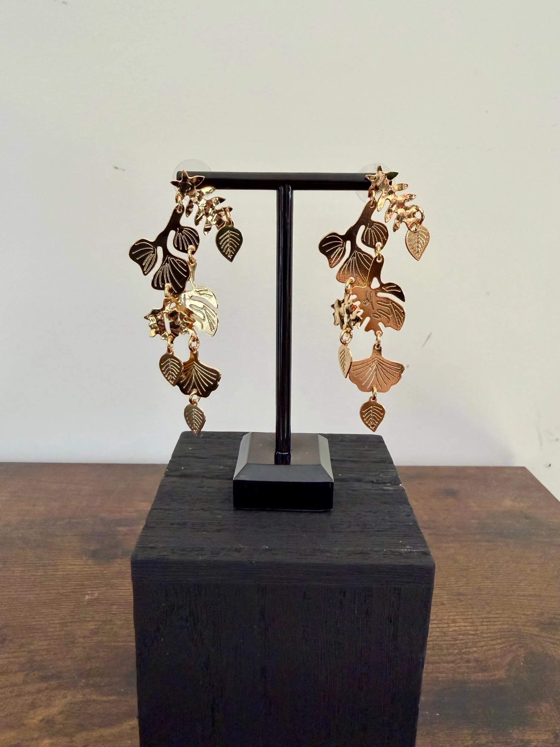 Small Gold Leaf Mobile Earrings