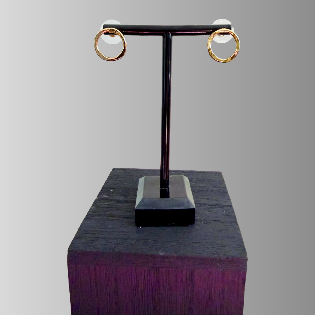 Small Gold Textured Circle Stud Earrings