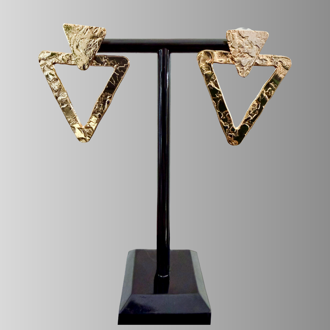 Gold Triangle Jacket Earrings