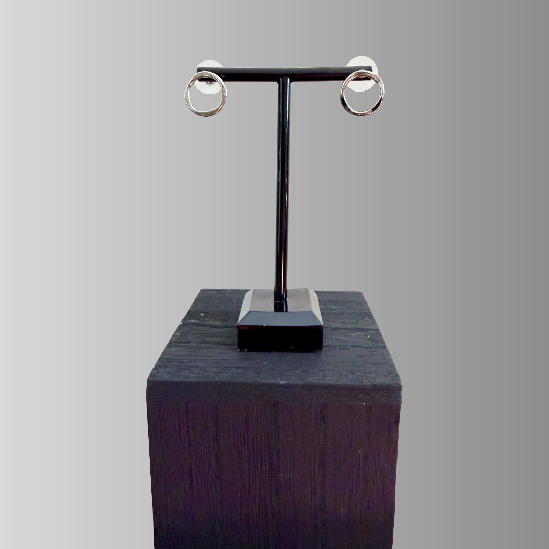 Small Silver Circle Textured Stud Earrings