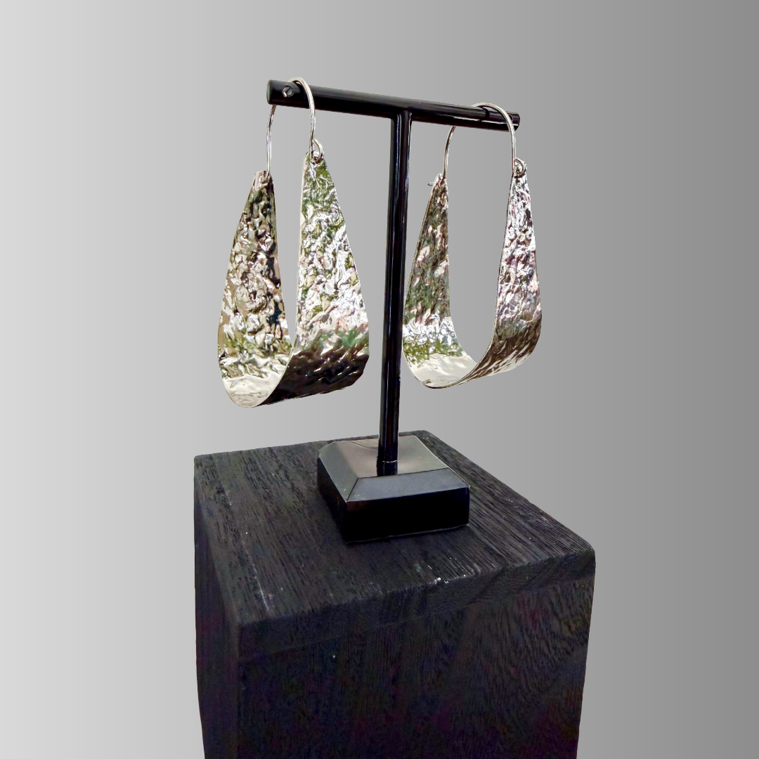 Silver Basket Weave Hoops