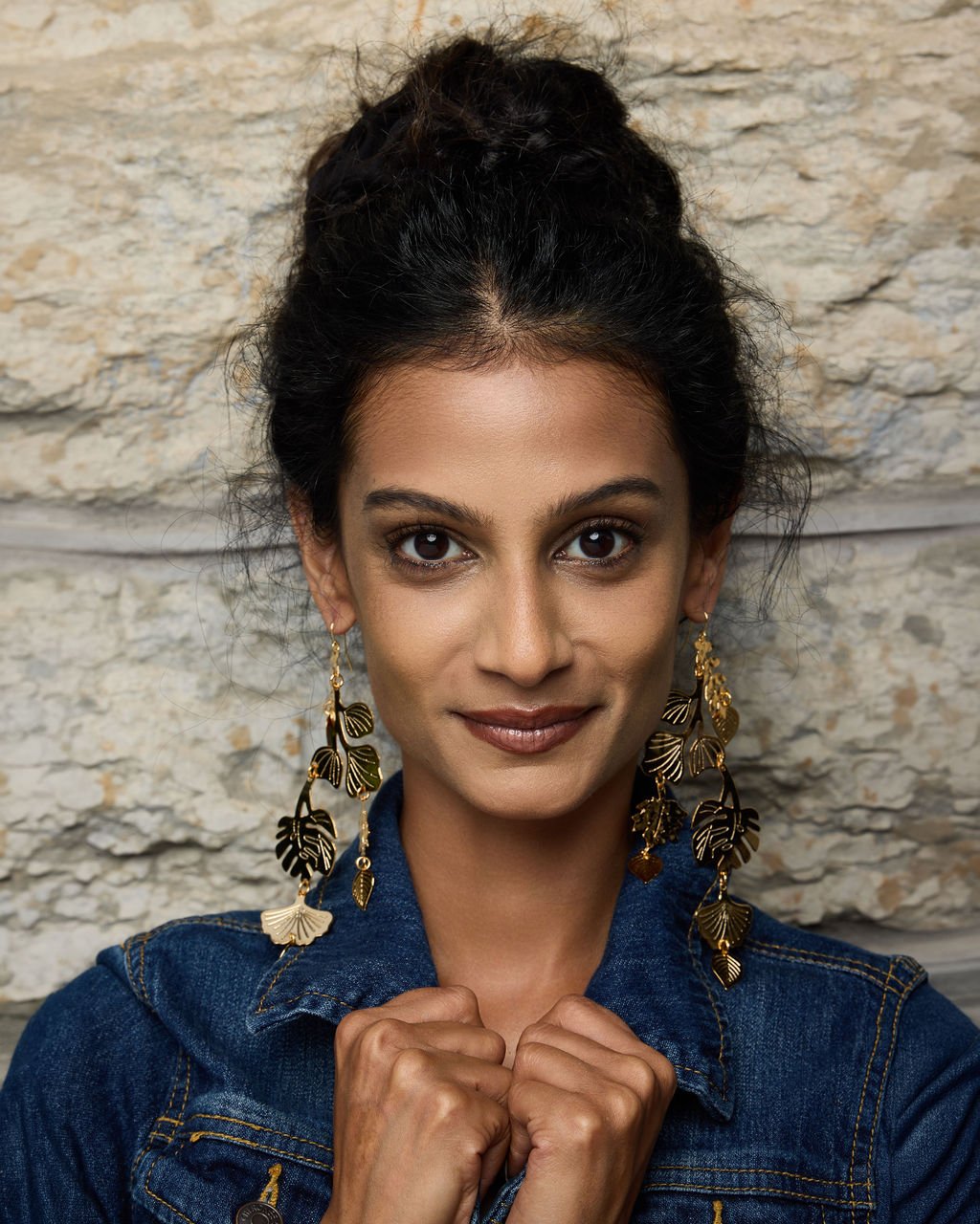 Large Gold Leaf Mobile Earrings