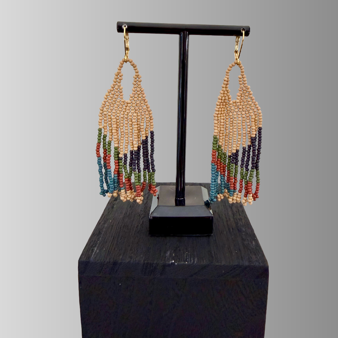 Desert Hues Beaded Fringe Earrings