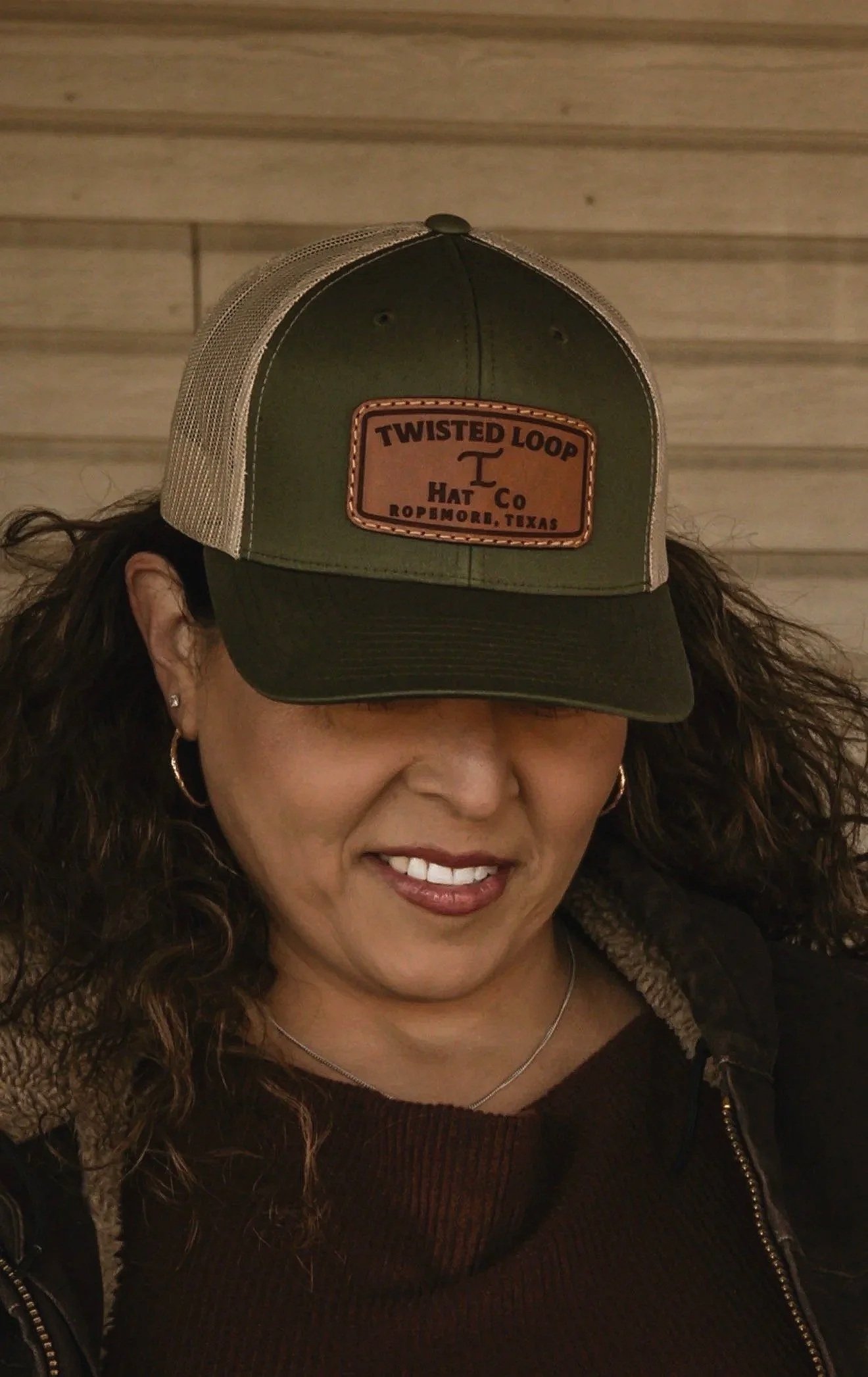 Twisted Loop Heritage Leather Patch Cap - Moss