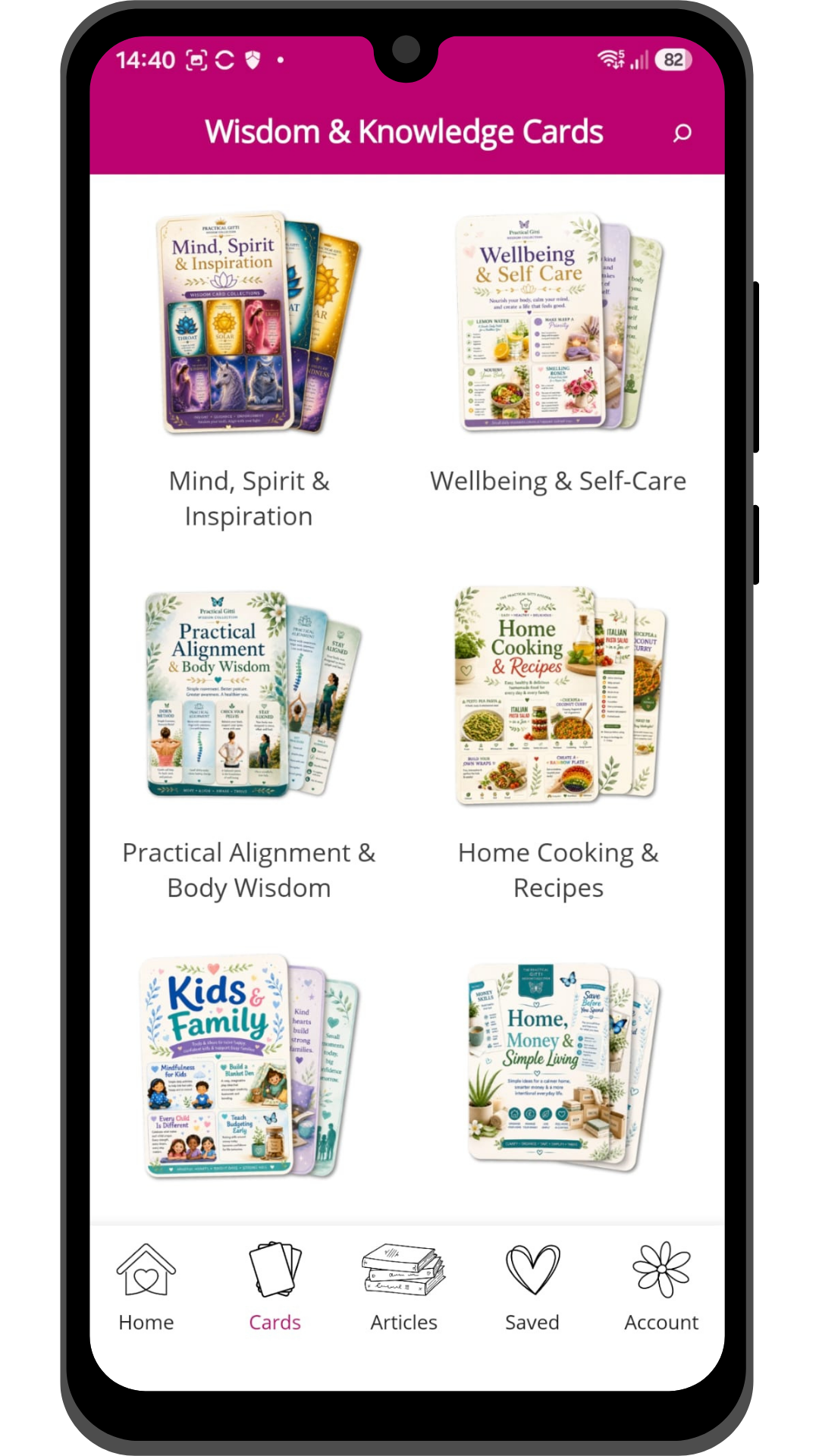 pratical gitti app card menus