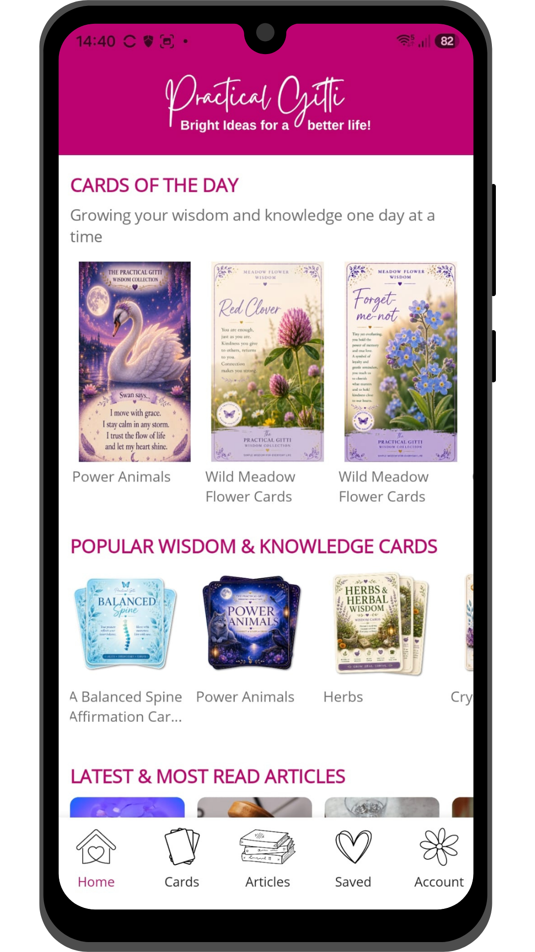 Practical gitti phone app home page