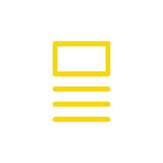 Icon of a smartphone with a yellow rectangular screen and four yellow lines representing text.