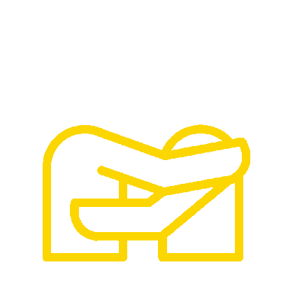 Line drawing of a person wearing a seatbelt, with a seatbelt icon over their chest.