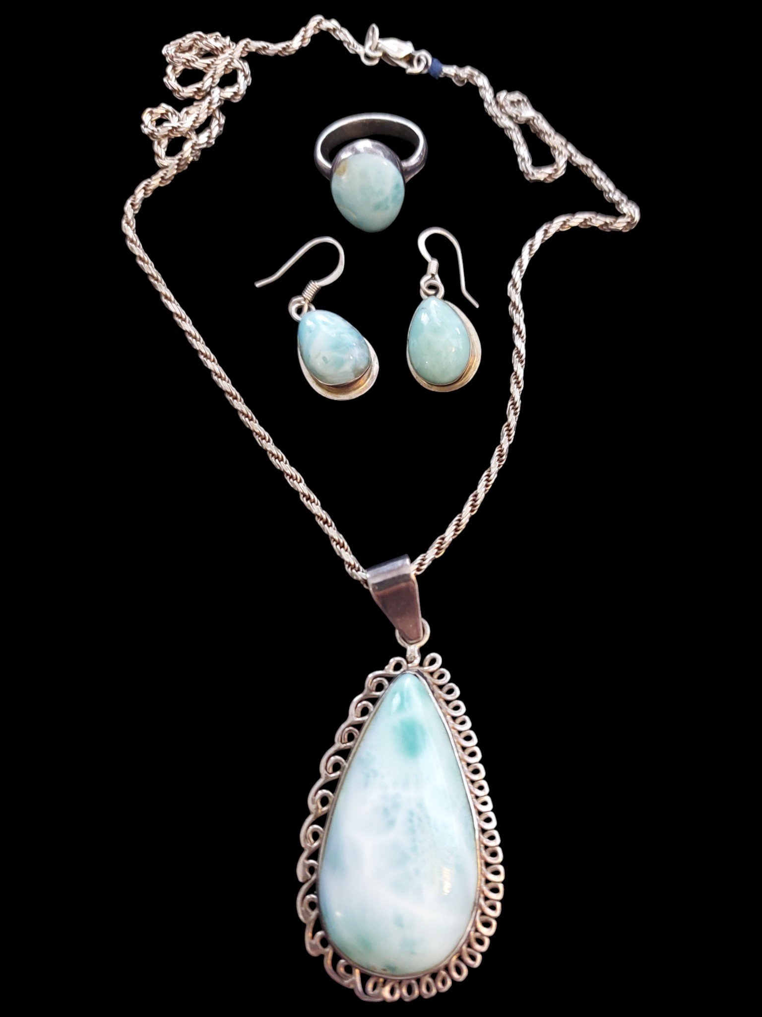 Sterling Silver Larimar Demi-Parure Set