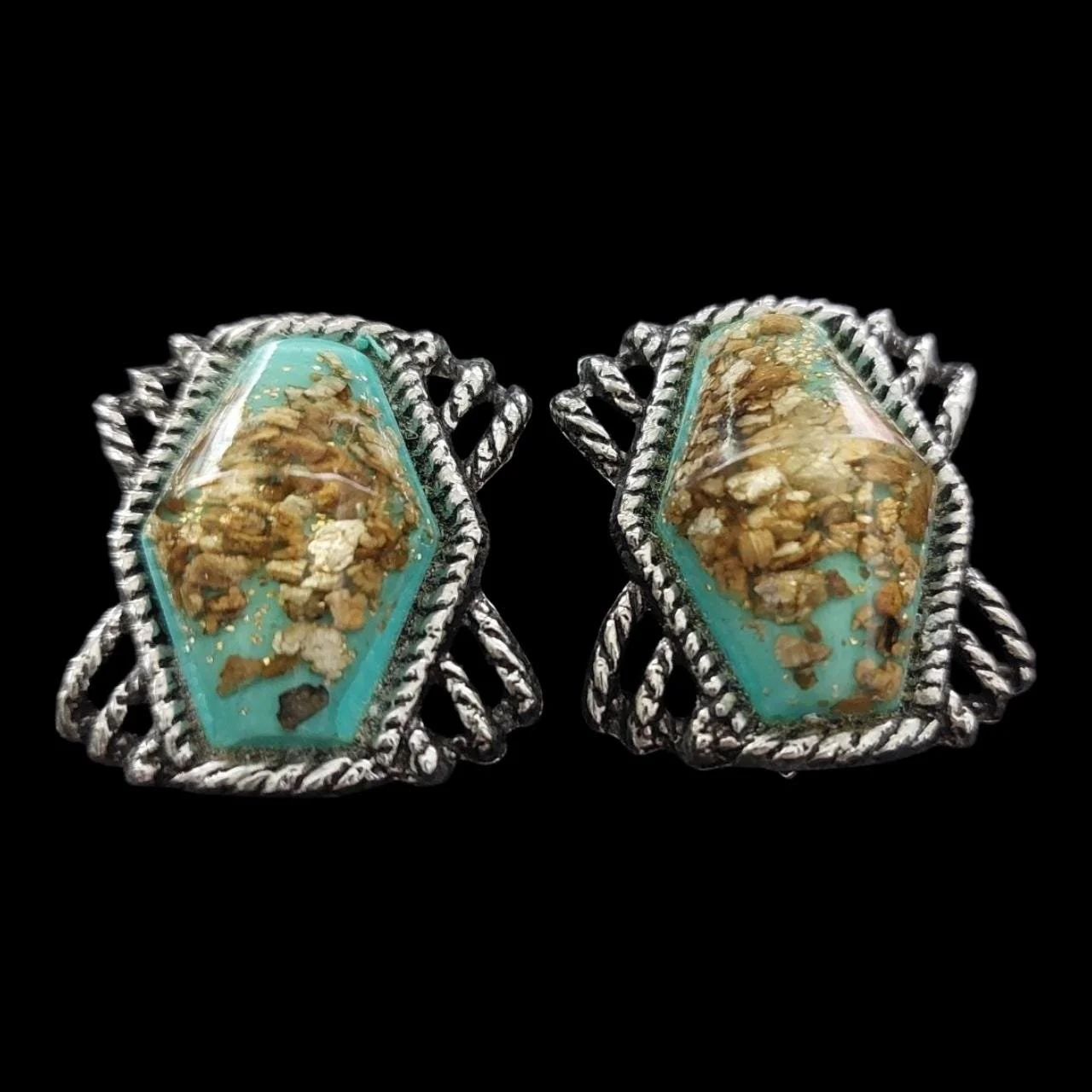 Vintage Lucite Turquoise-Colored Earrings