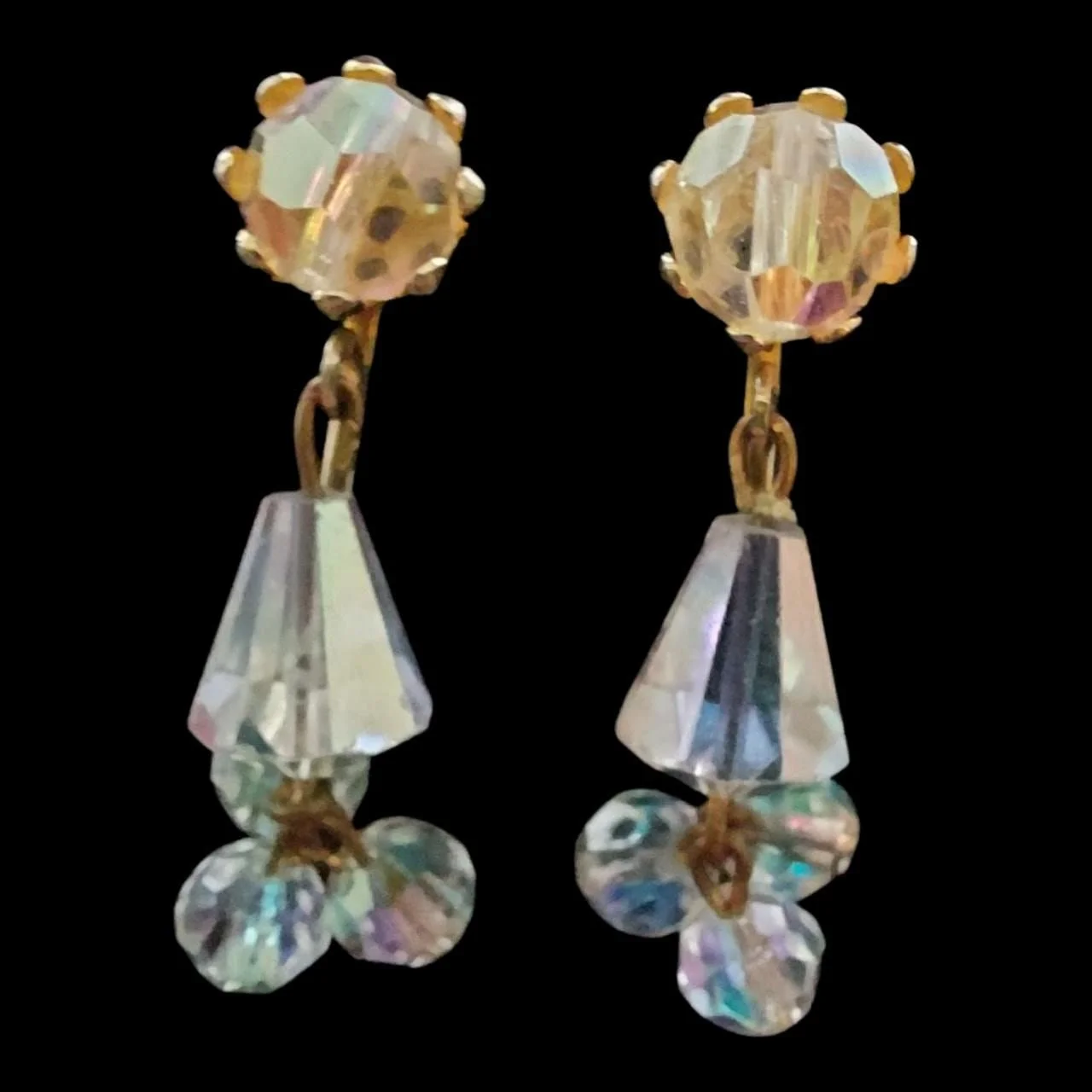 Vintage Aurora Borealis Dangle Earrings
