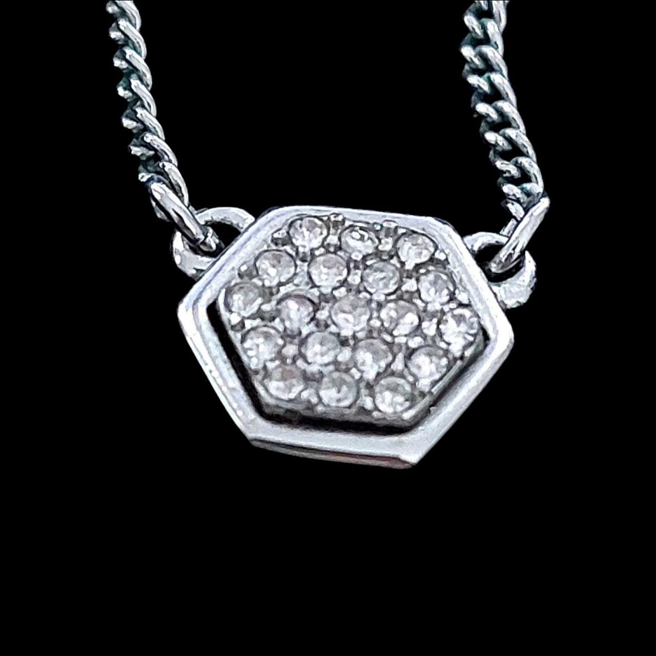 WHBM Silver-Tone Pave Hexagon Necklace
