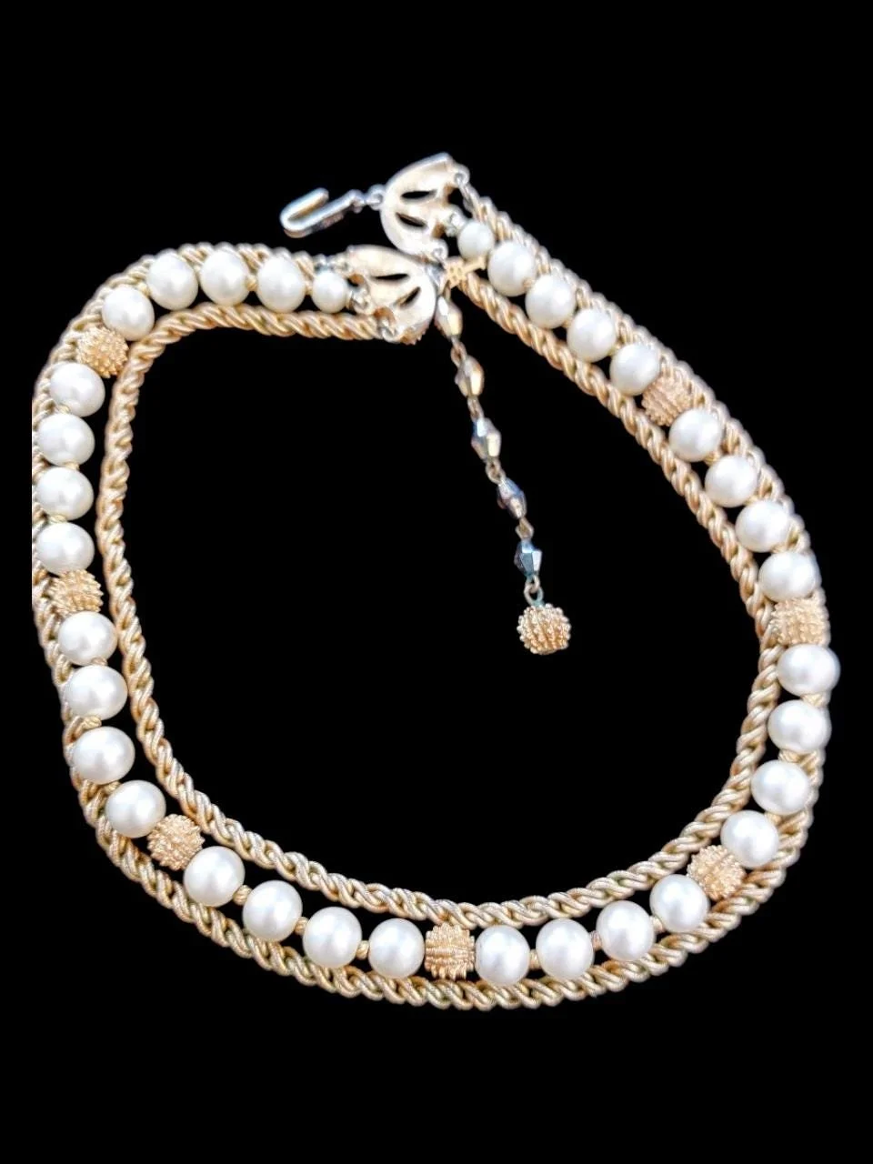 Trifari Faux Pearl 3-Strand Necklace