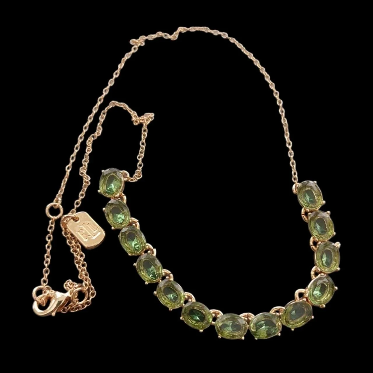 Ralph Lauren Green Stone Gold-Tone Necklace