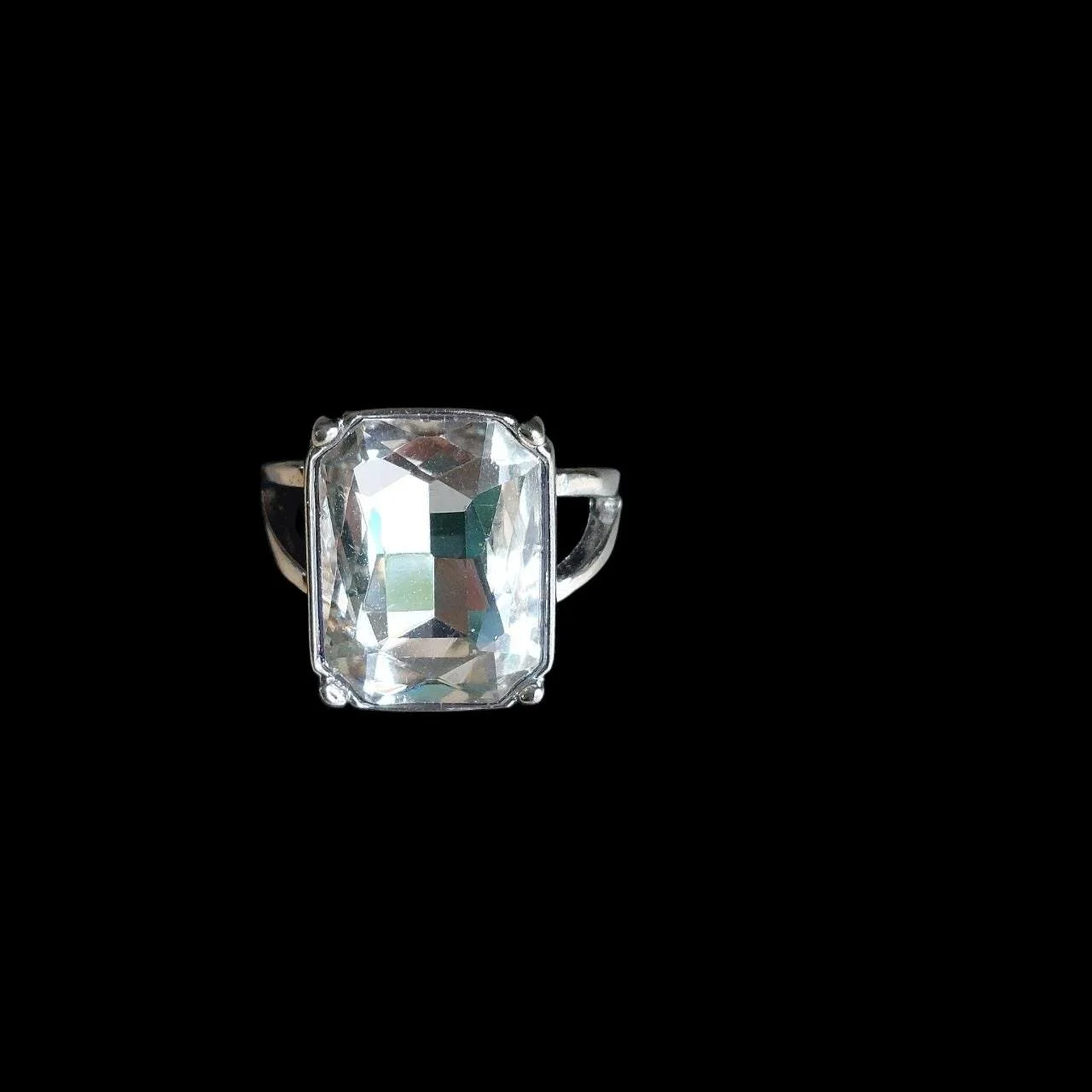 Clear Cushion Cut Stone Cocktail Ring