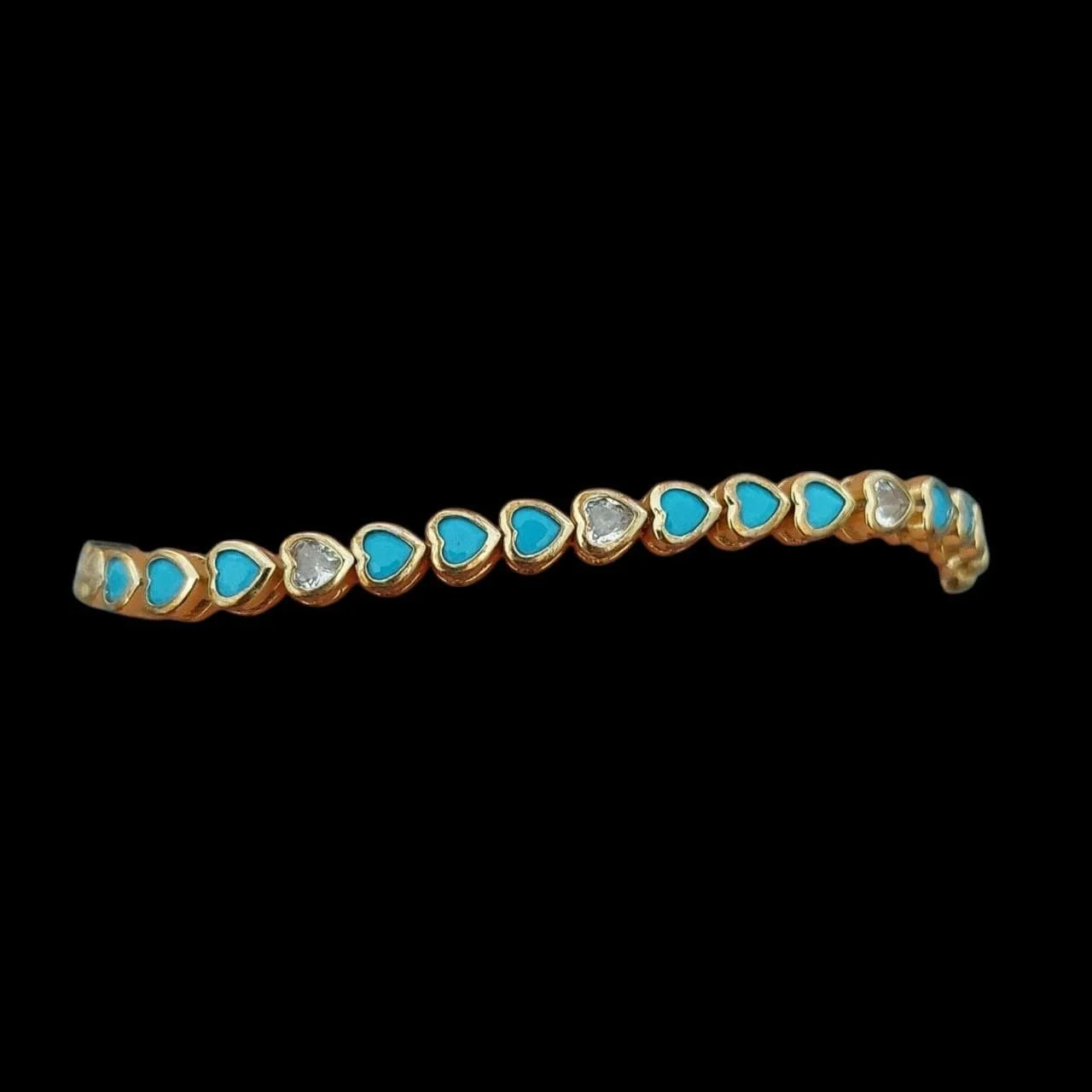Turquoise-hued Hearts Tennis Bracelet