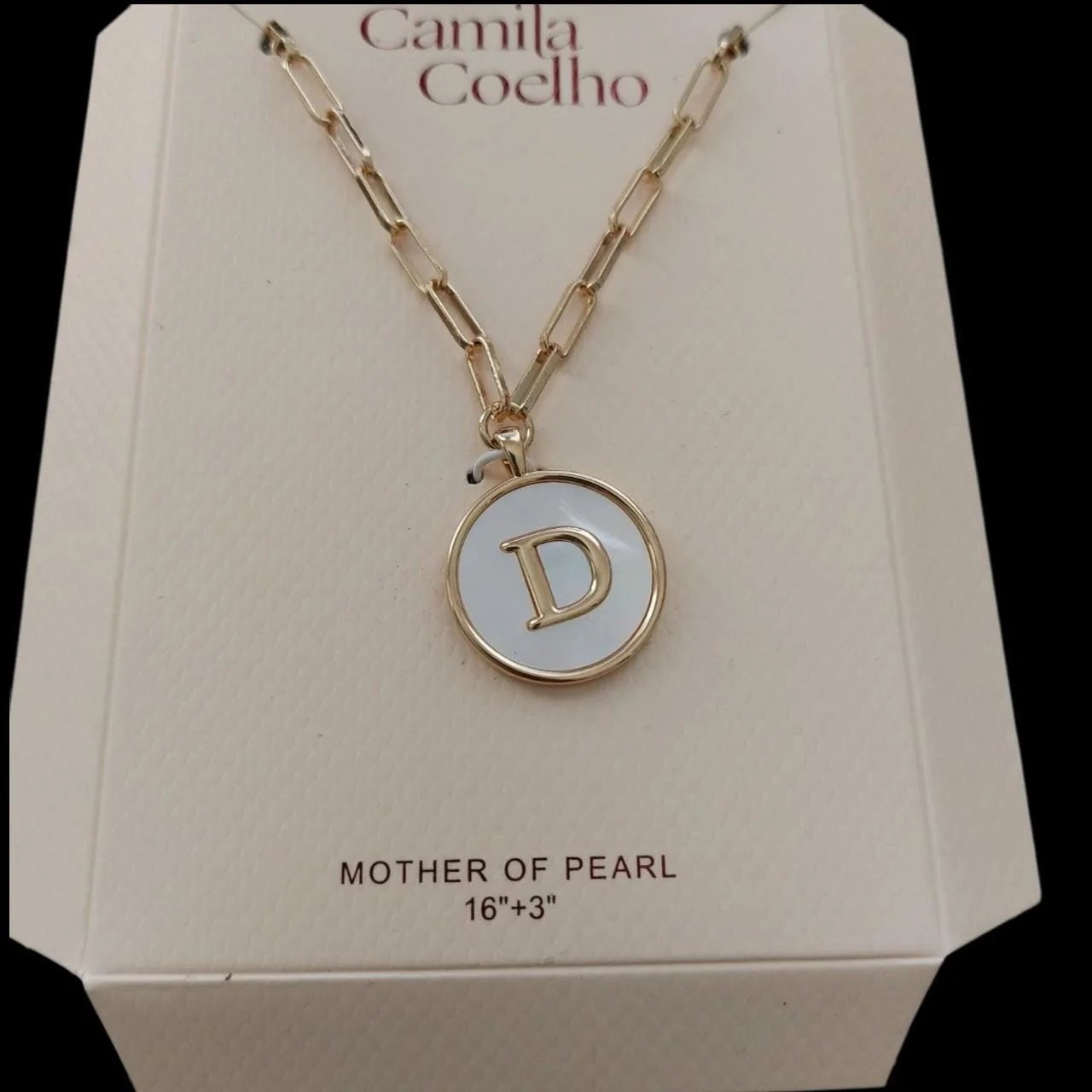 Initial "D" Monogram Paperclip Necklace