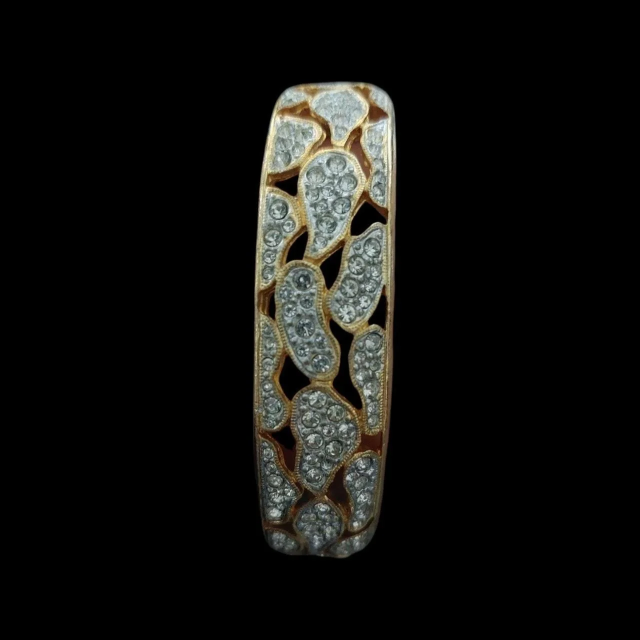 Open Pebbled Hinged Bangle Bracelet