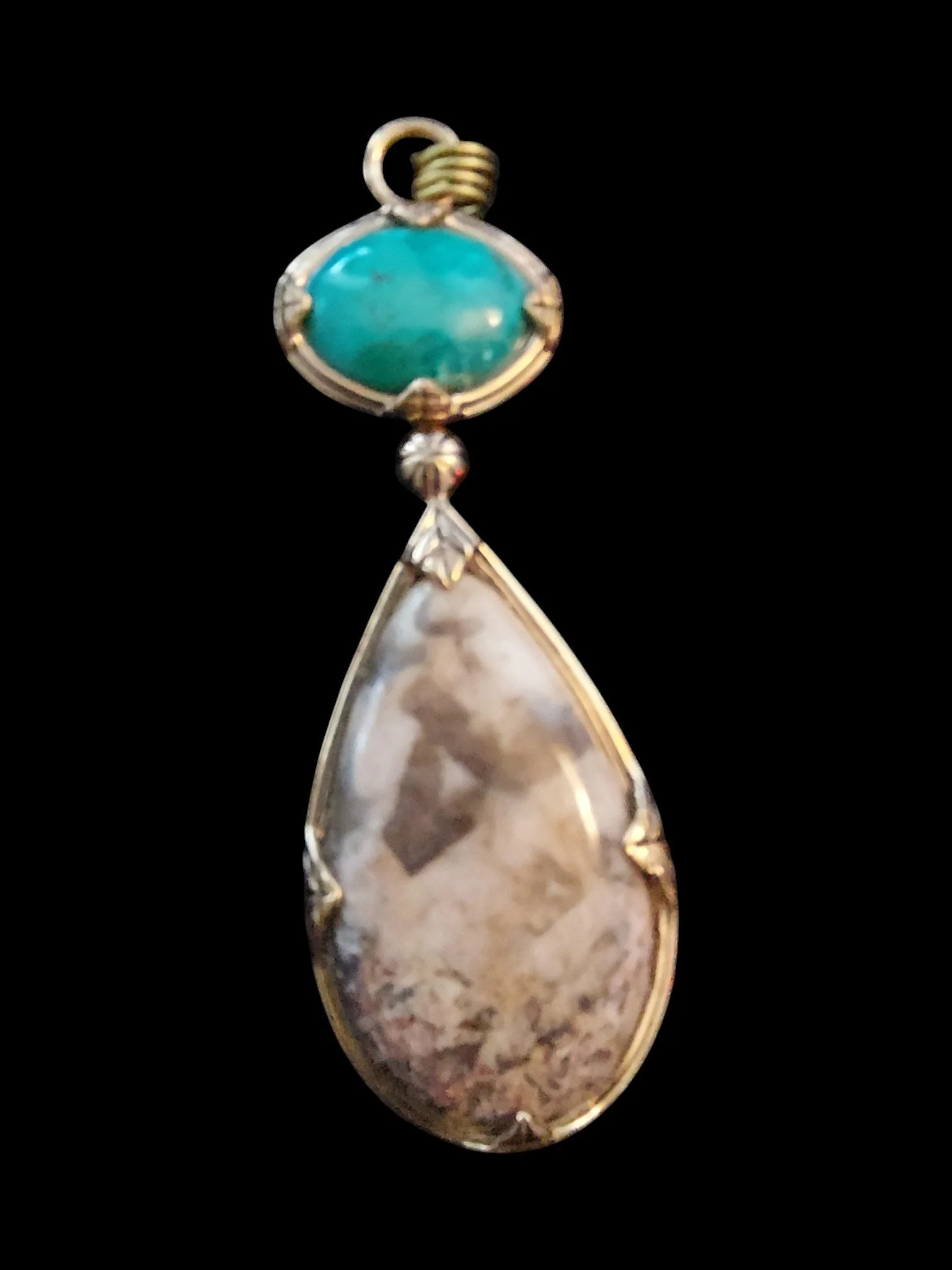 Studio Barse Turquoise and Jasper Sterling Pendant