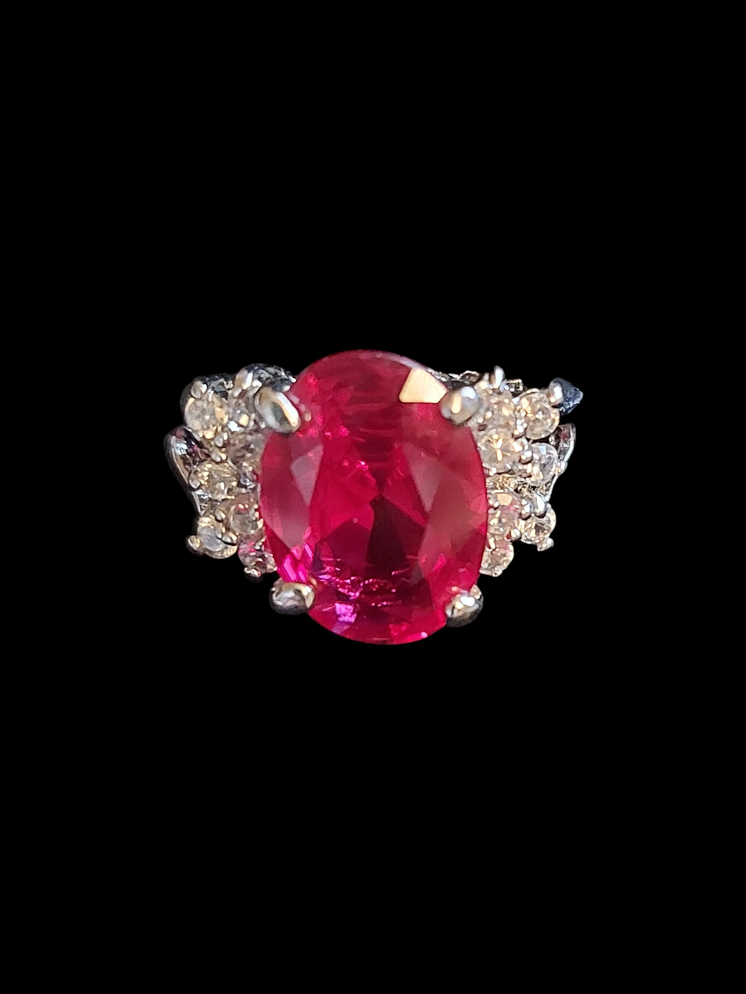 Sterling Silver Genuine Large Ruby Ring