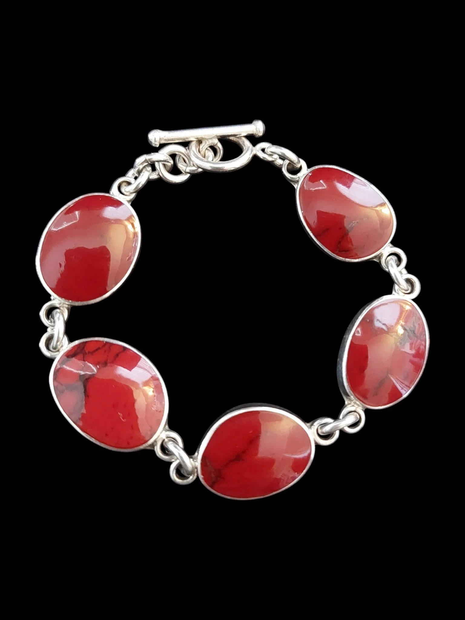 Red Jasper Sterling Silver Bracelet