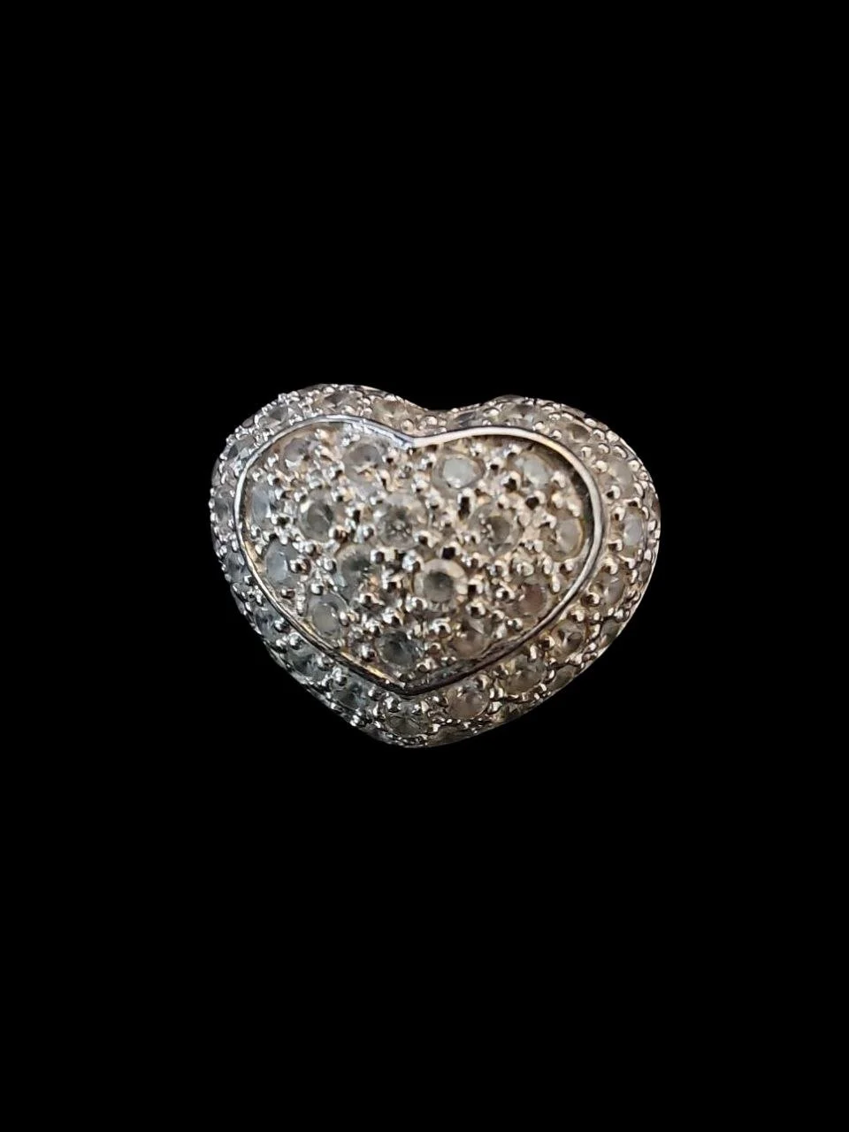 Sterling Silver Large Pavé Heart Ring