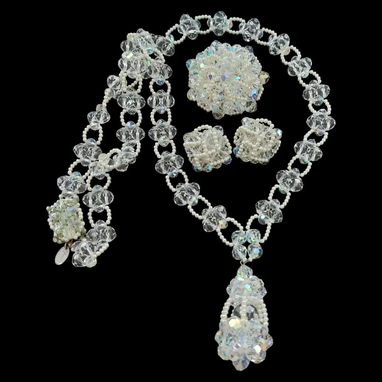 Vintage Vendome Parure Faux Pearl & AB Crystals Set