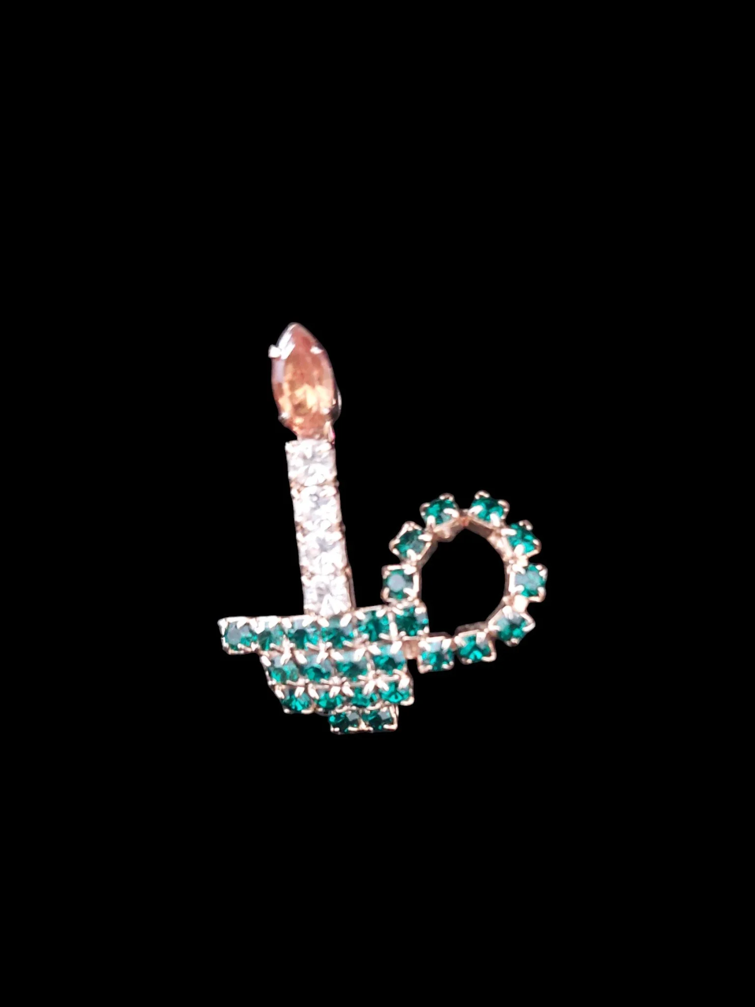 Small Rhinestone Christmas Candle Brooch