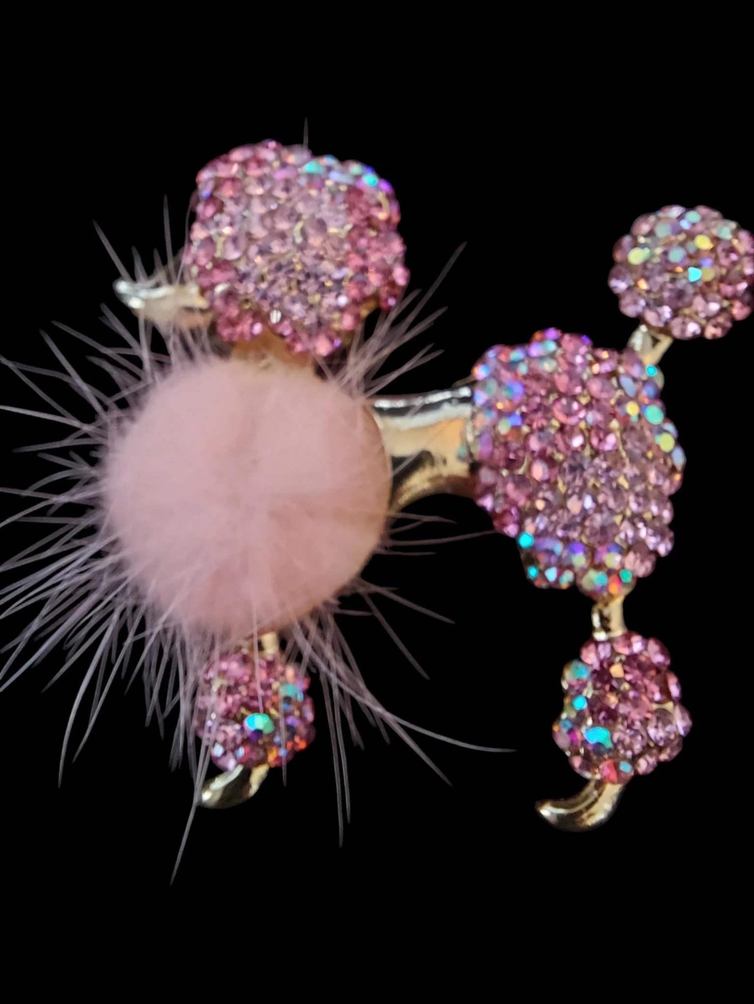 Whimsical Vintage Pink Poodle Brooch