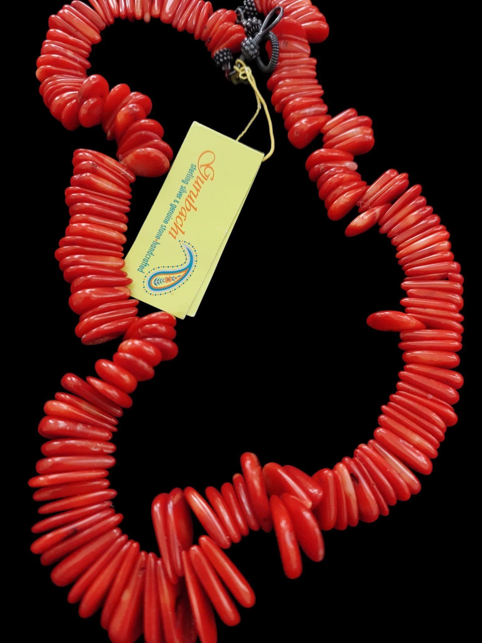 Gurubachi Red Coral Sterling Necklace