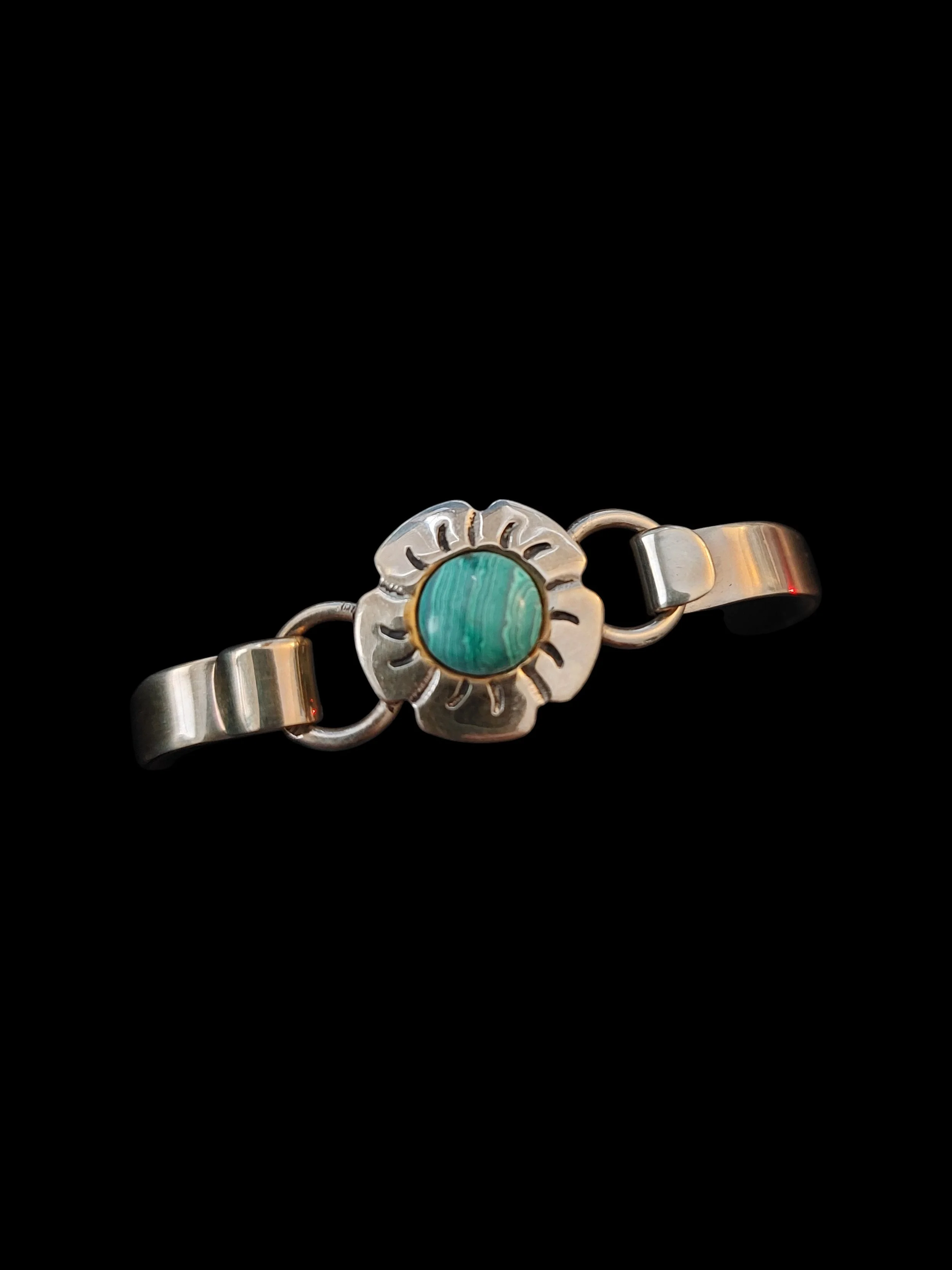 Alpaca Silver Green Stone Bracelet