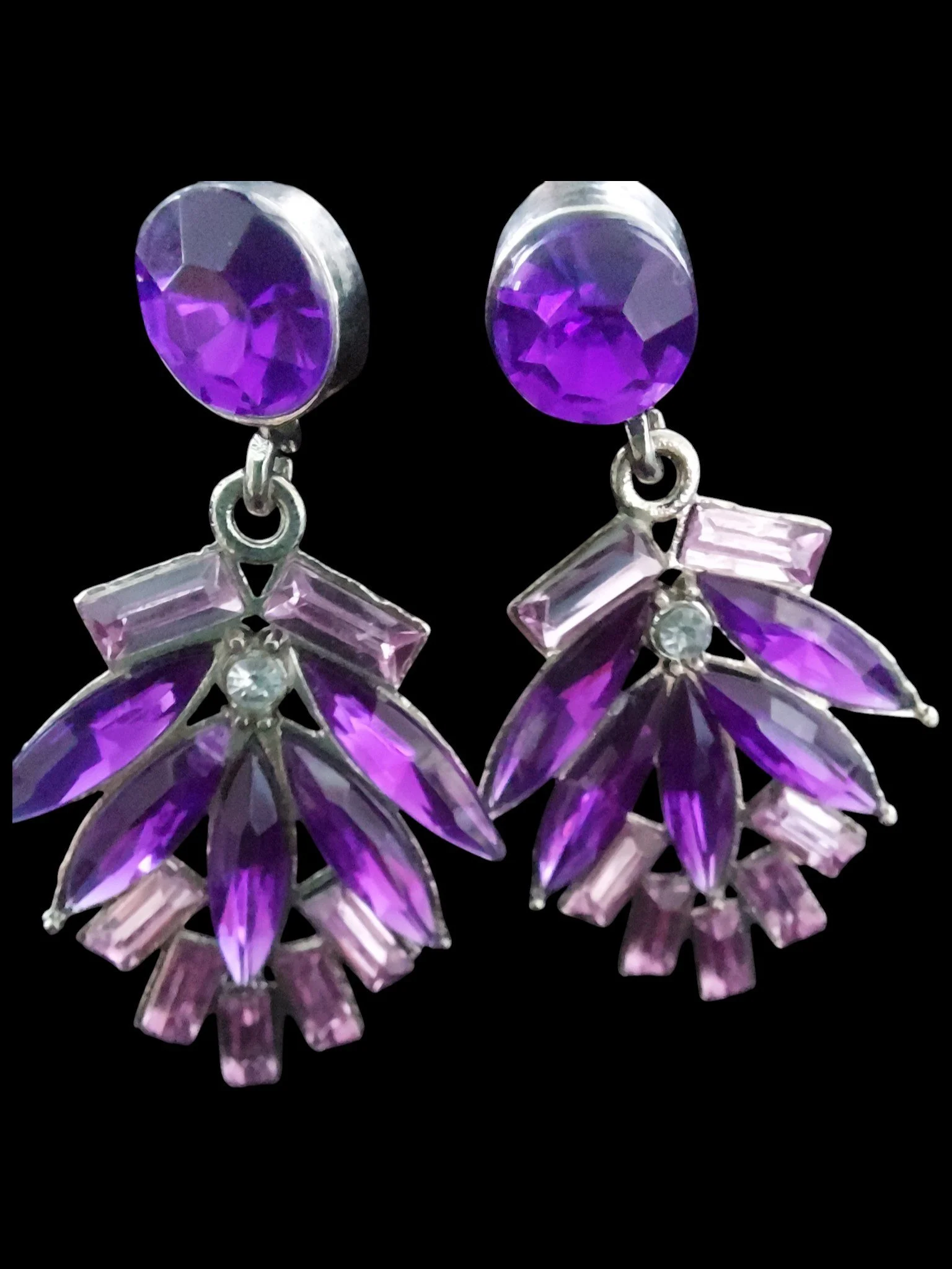 Gorgeous Purple Rhinestone Dangle Earrings