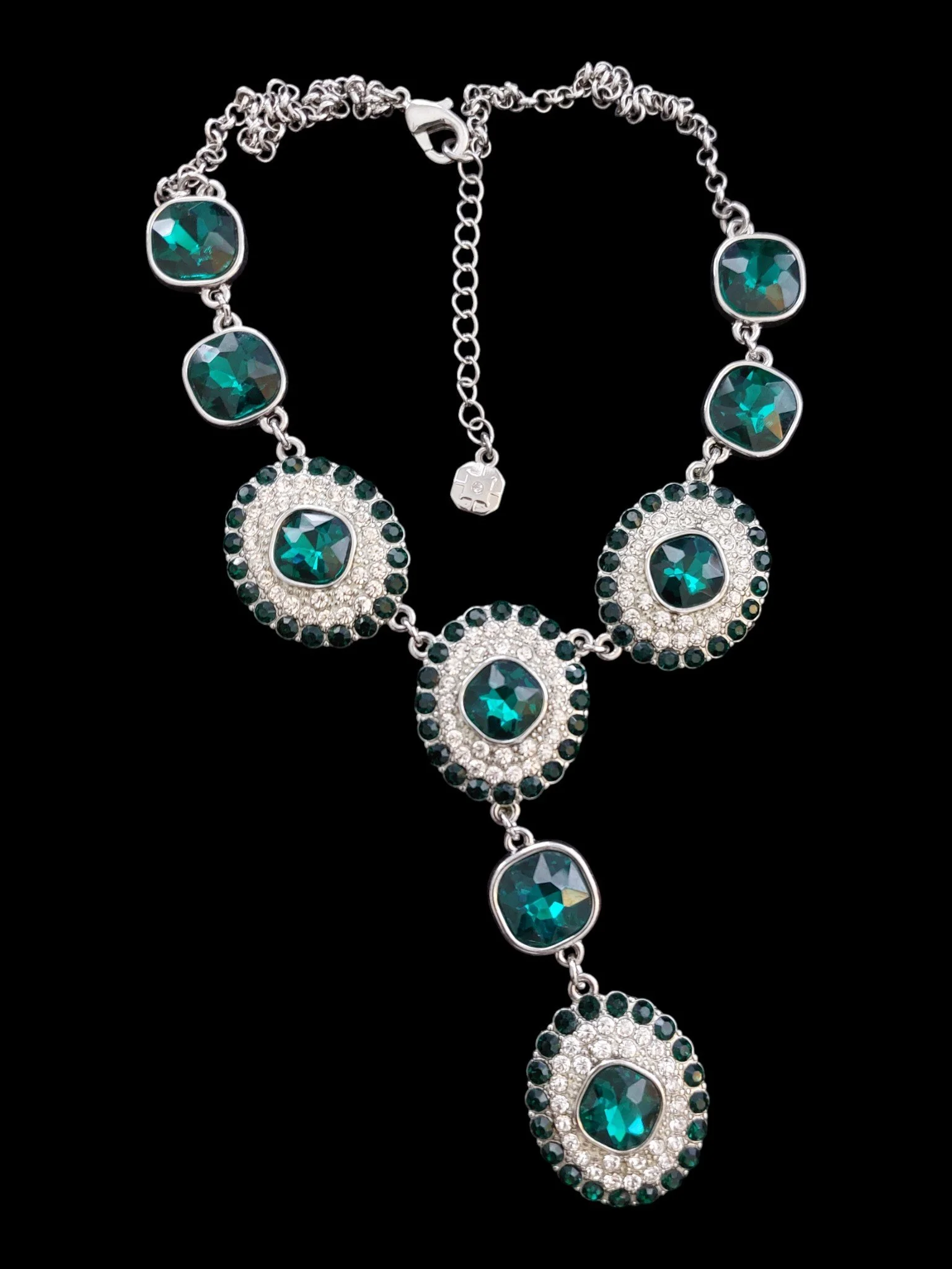 Vintage Green Rhinestone Monet Necklace