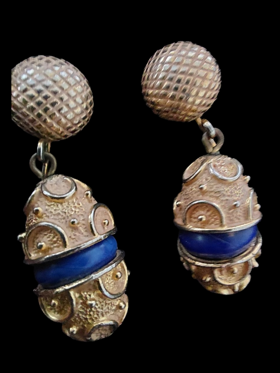 Vintage Crown Trifari Etruscan Earrings