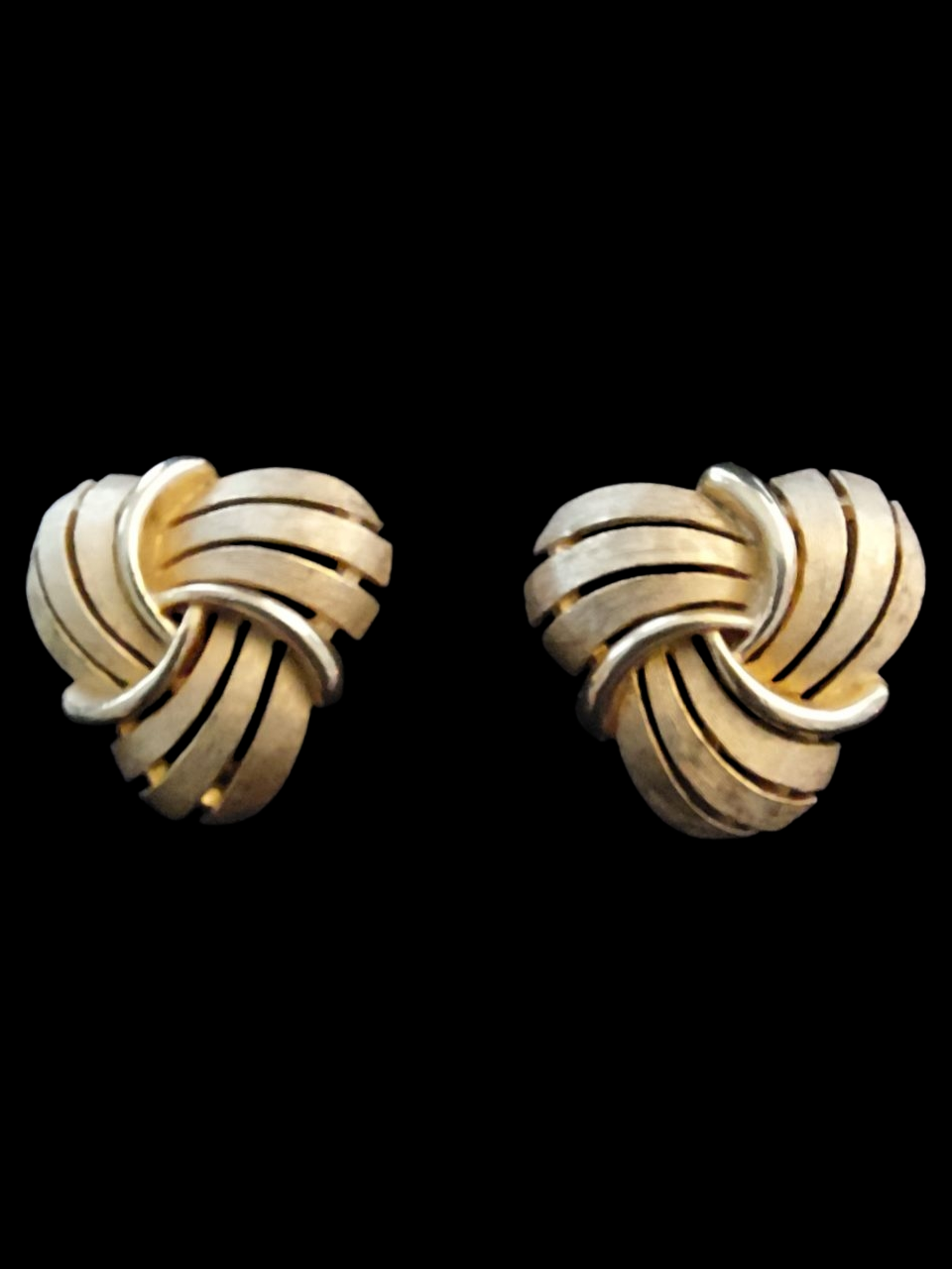Vintage Crown Trifari Gold-Tone Swirl Earrings
