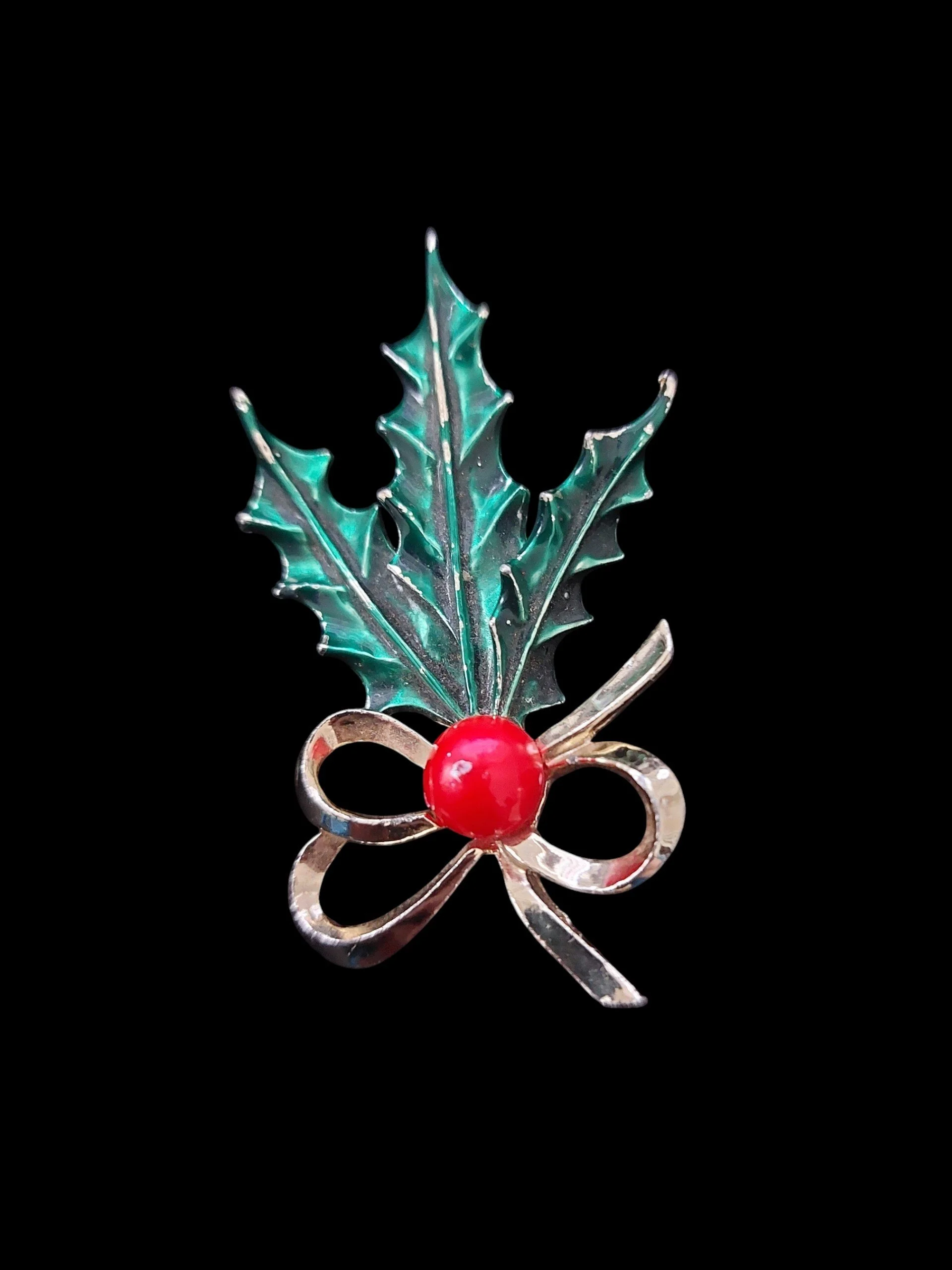 Vintage Style Holly Leaves Brooch