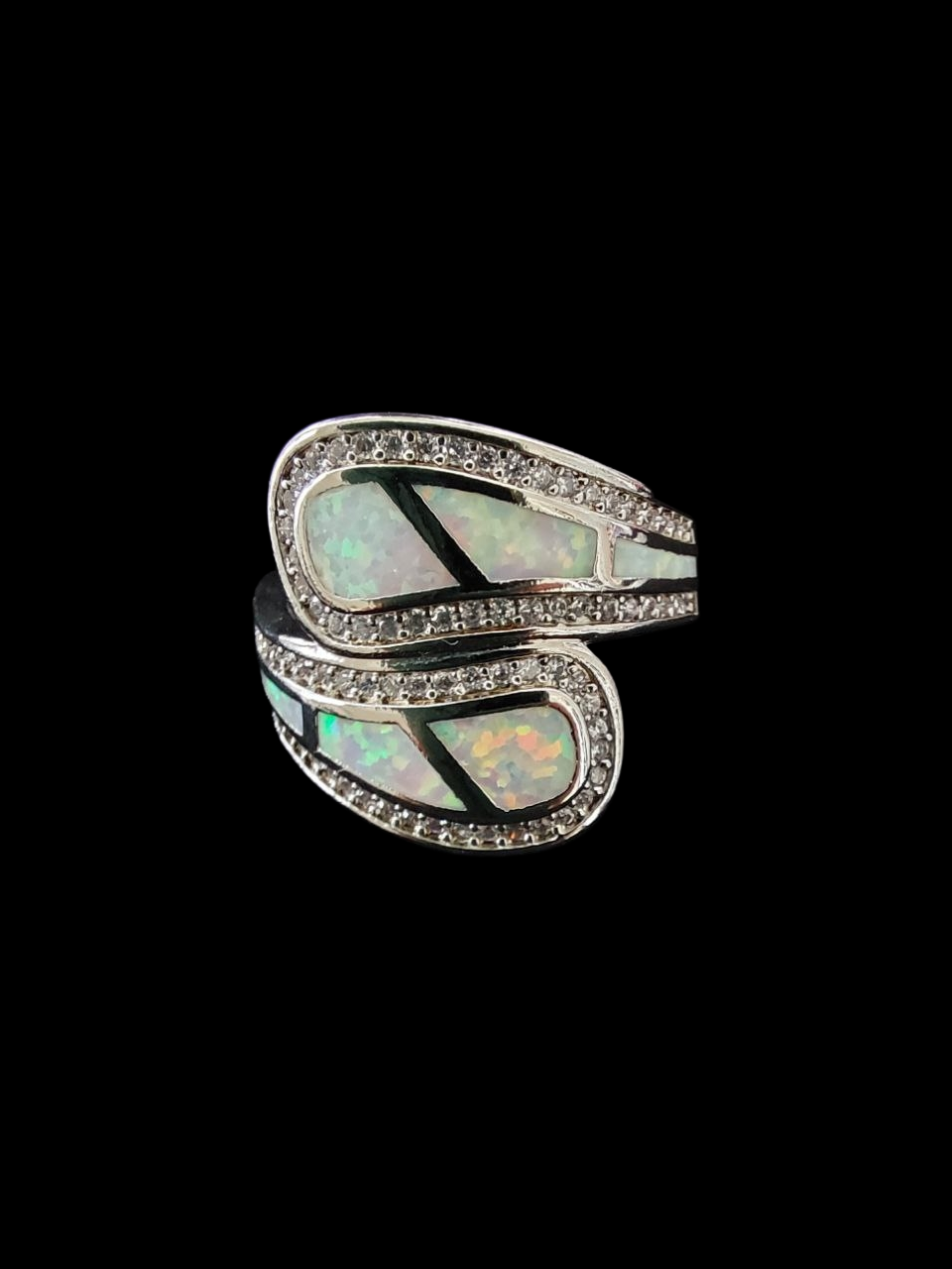 Inlaid Opal Silver Ring