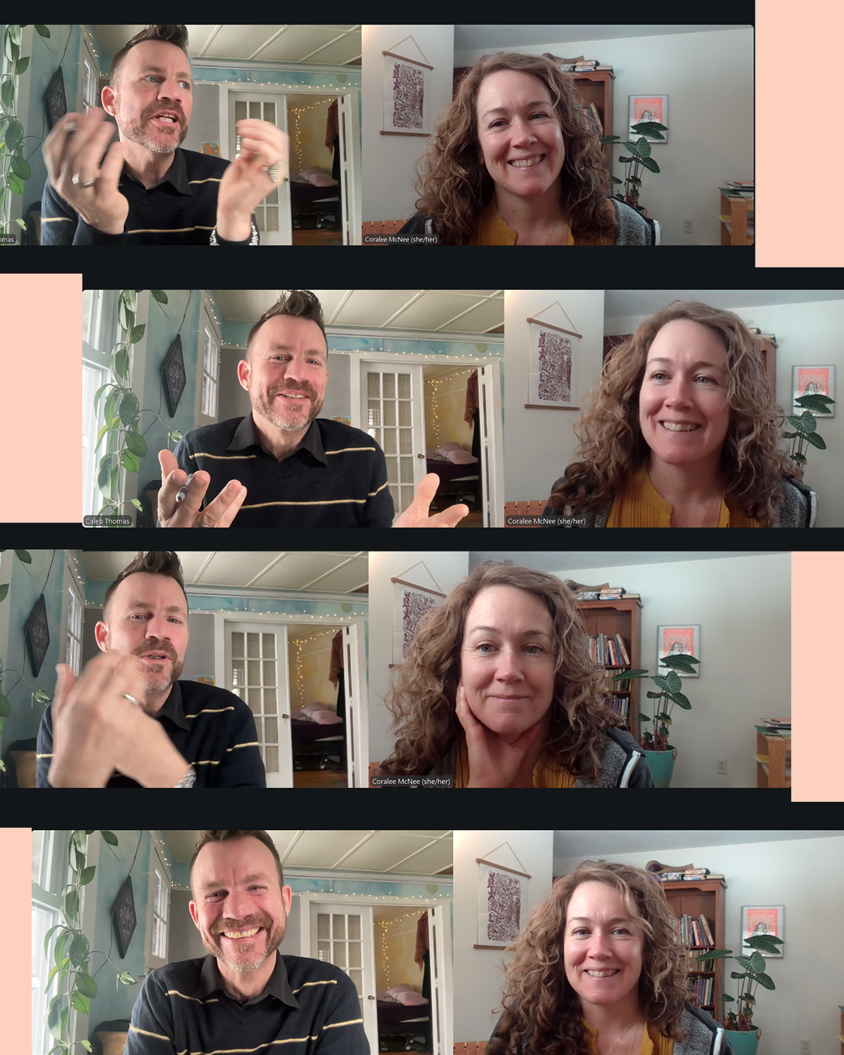 Screenshots from an expressive zoom call