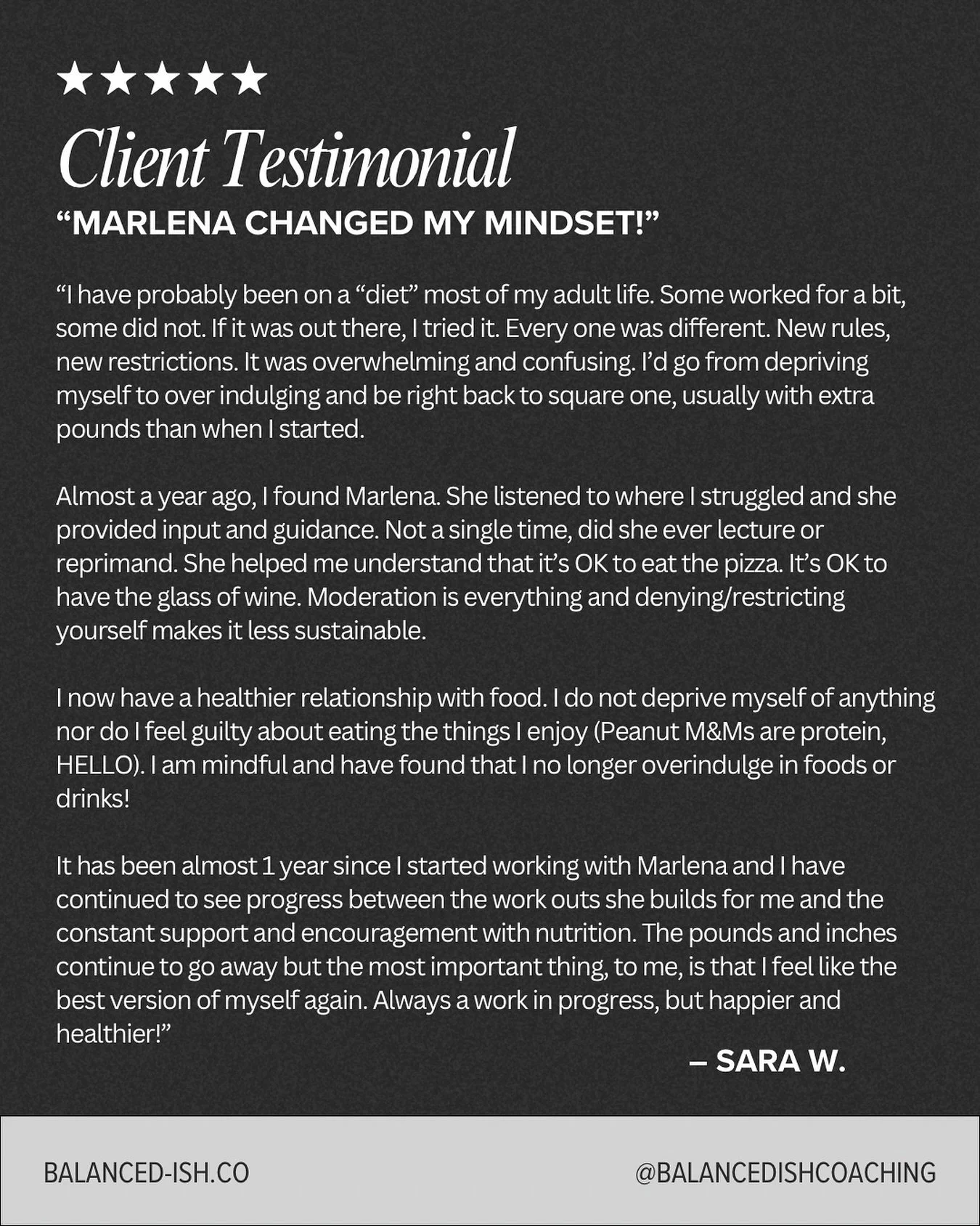 ✨ Proof that &ldquo;balanced-ish&rdquo; actually works. 

This beautiful client didn&rsquo;t cut out carbs, start waking up at 5am, banish chocolate, or have to choose between living her life and feeling amazing. She just built realistic habits that 