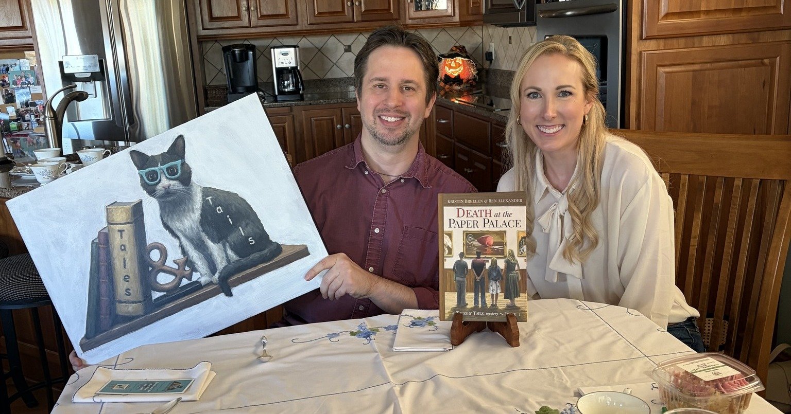 📚✨ On Monday, we had the joy of being special guests at a dear friend&rsquo;s book club! What a blast we had gathering in her beautiful home, chatting with several truly sweet ladies about how Death at the Paper Palace came to be &mdash; from the sp