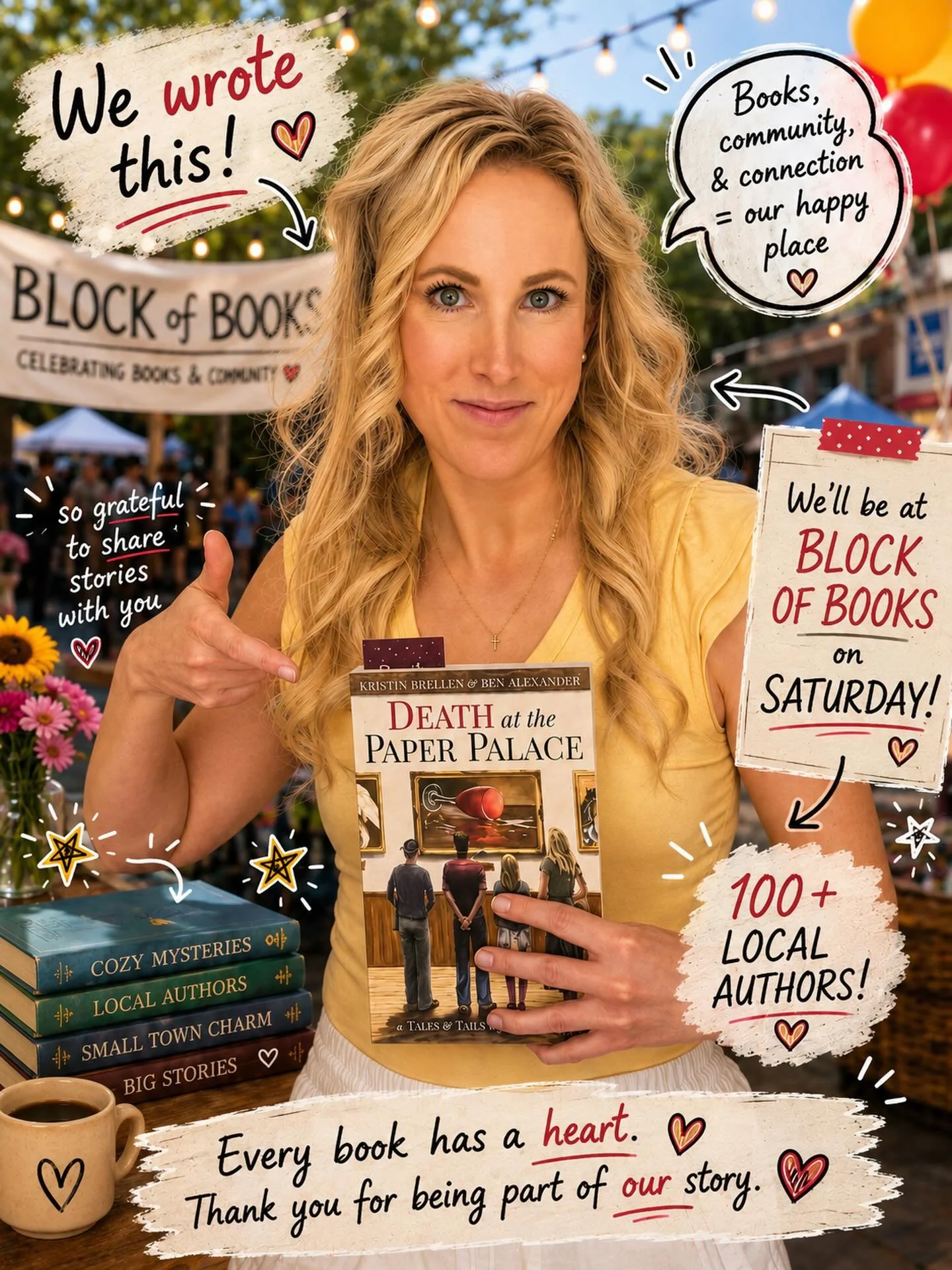 ✨ Save the Date! ✨

We&rsquo;ll be at Block of Books this Saturday from 11:00 AM&ndash;2:00 PM at the 800 Block of W. College Ave. 📚💛 Come celebrate a day full of stories, creativity, and community with more than 100 local authors!

Stop by our tab