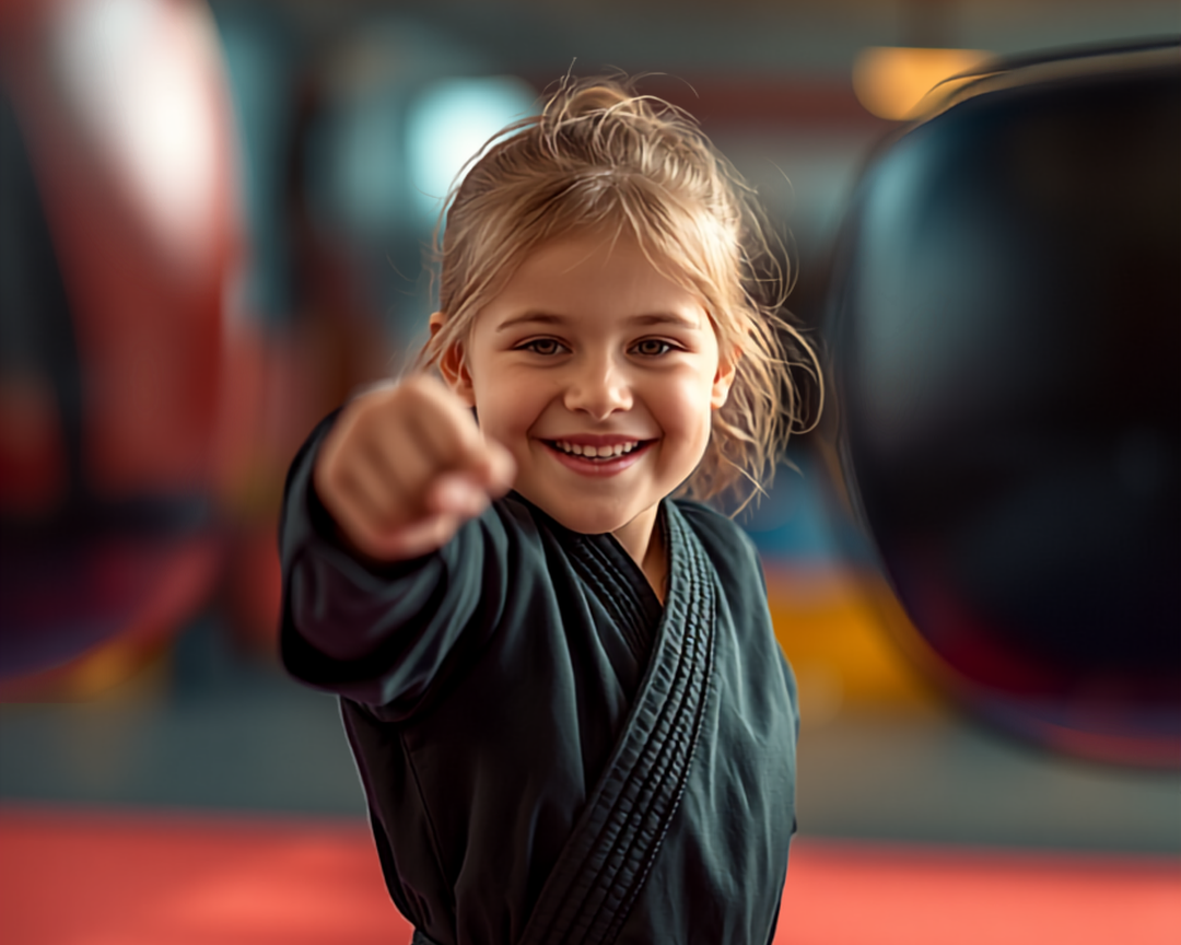 Tiny Titans girl practising martial arts in Woodhouse.."practising martial arts". 