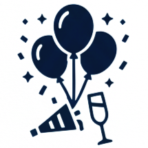 Ballons et un verre de champagne
