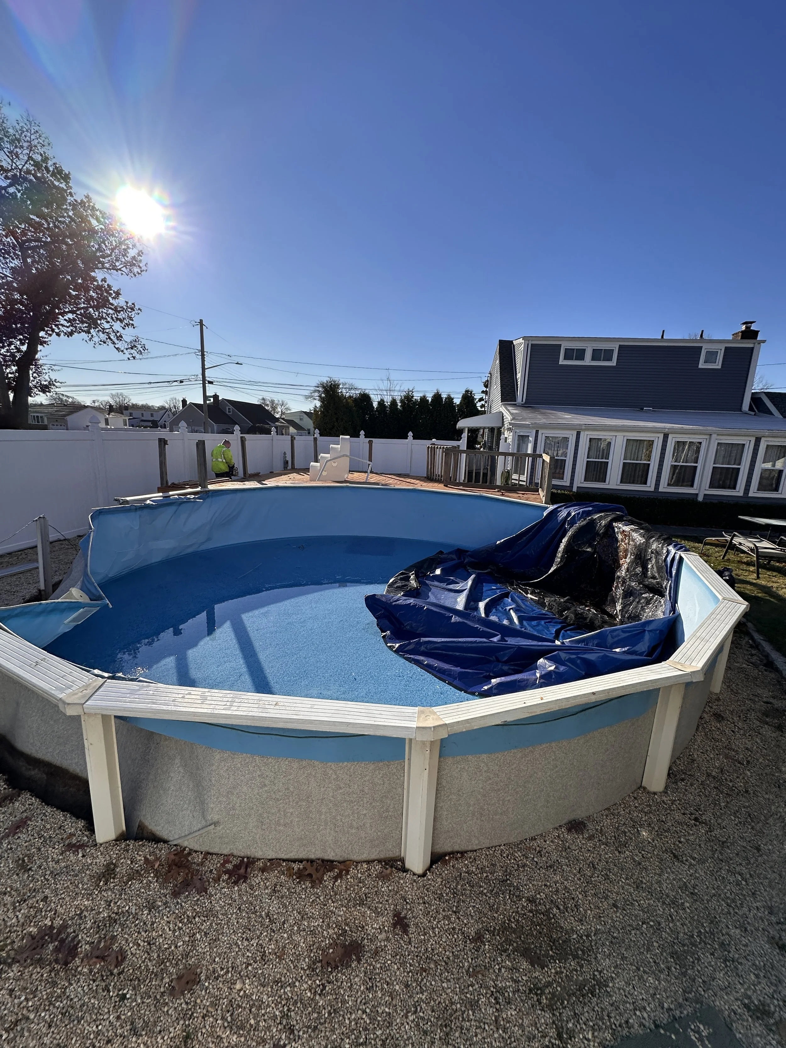 Farmingdale, NY - 1/2 In-Groung Pool, Deck Demo & Removal with Backfill | High Idle Excavation
