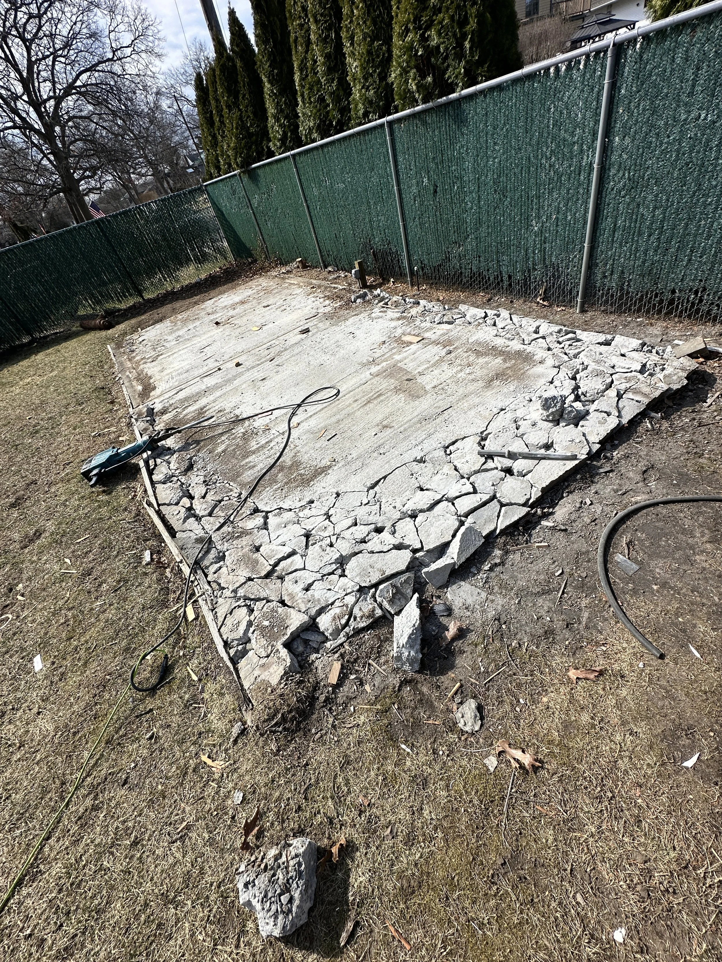 Massapequa, NY - Shed & Concrete Slab Demo, Debris Removal & Fence Installation