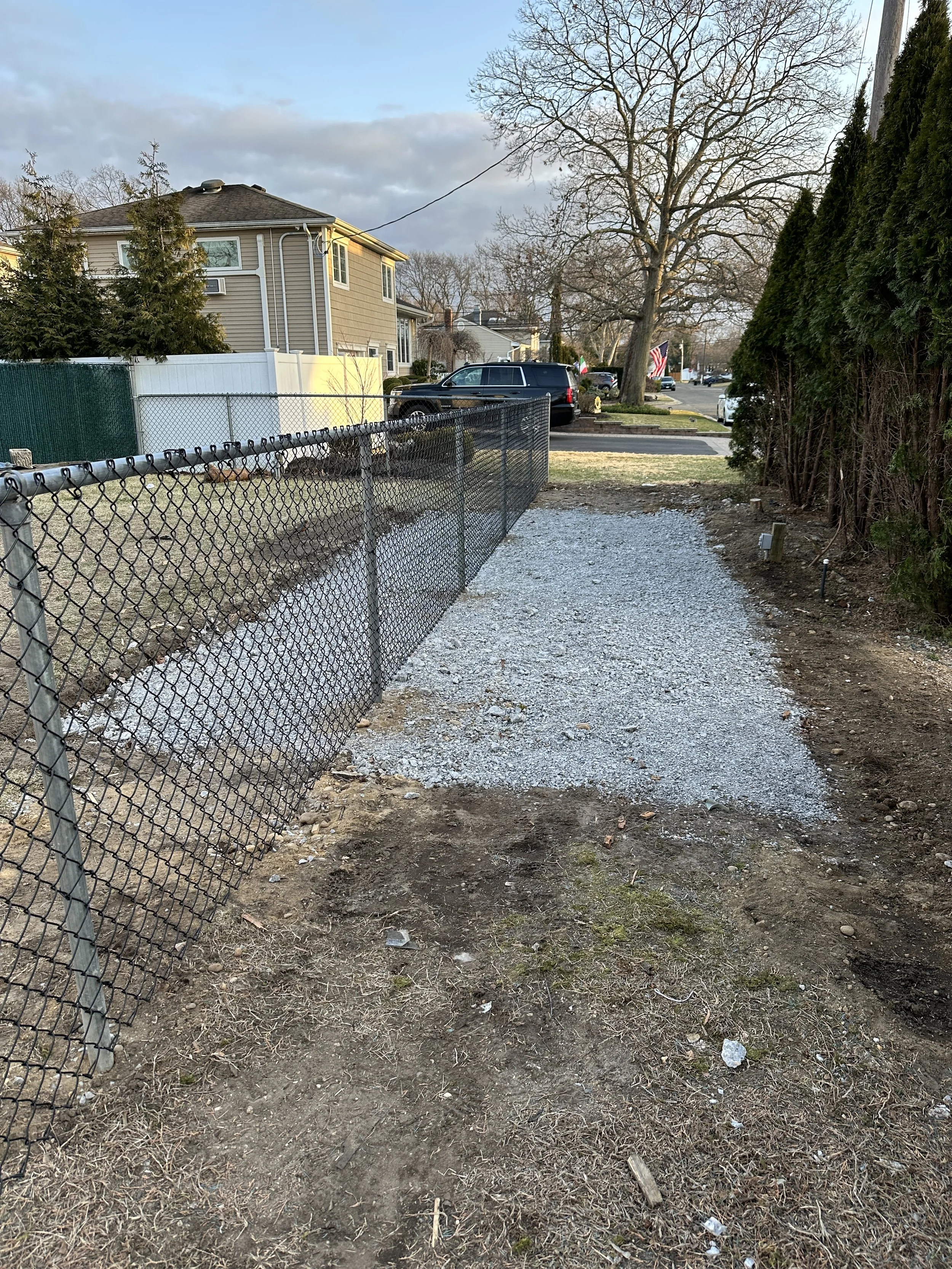 Massapequa, NY - Shed & Concrete Slab Demo, Debris Removal & Fence Installation